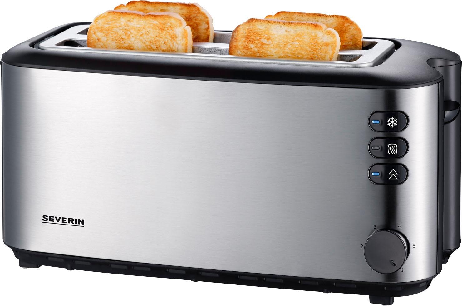 Severin Toaster »AT 2509«, 2 lange Schlitze, 1400 W, wärmeisolierend + doppelwandiges Edelstahl-Gehäuse, Brötchenaufsatz