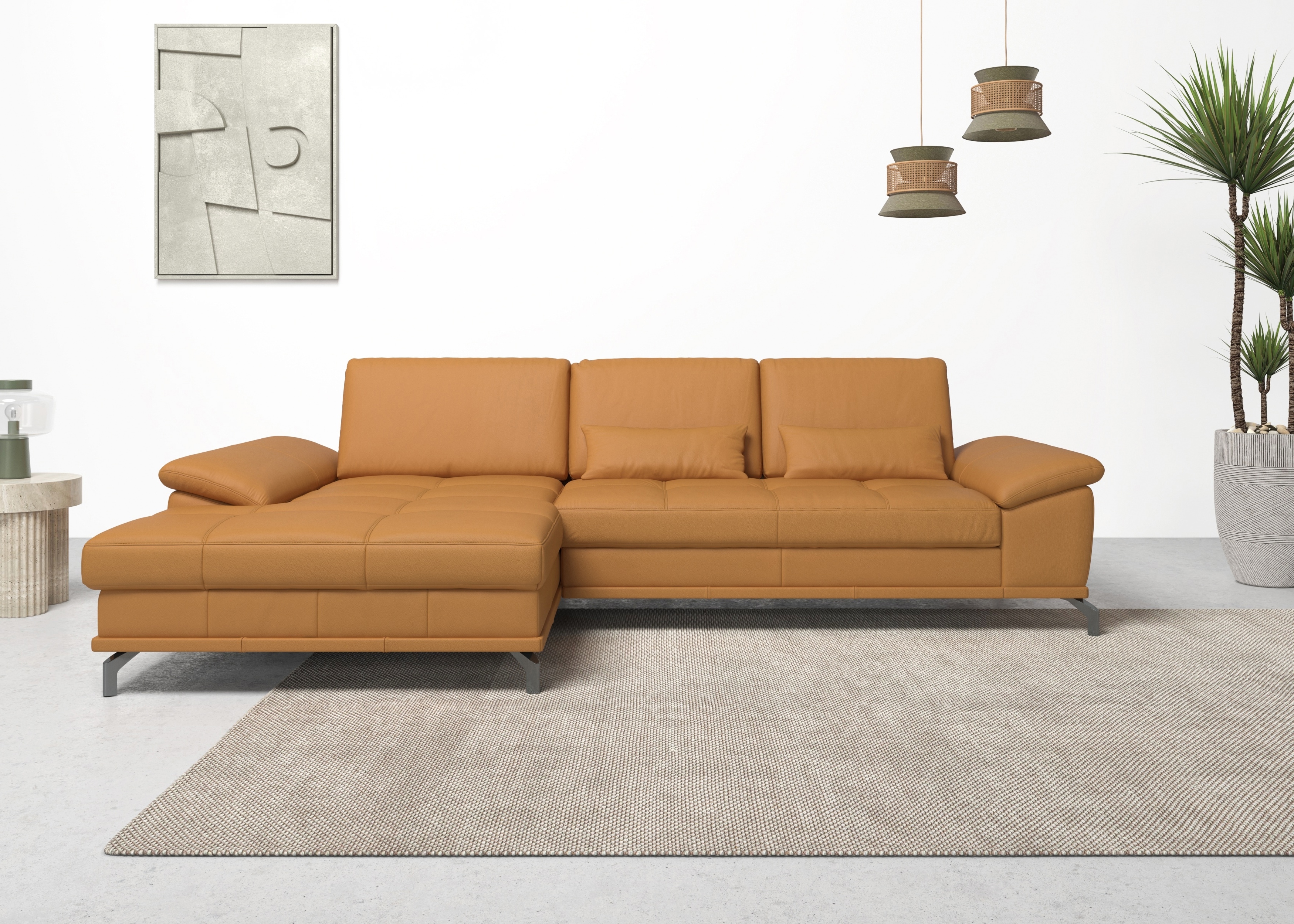 OTTO home Ecksofa "Costello L-Form, B: 301cm, Sitztiefen & Armteilverstellung, Federkern" 3 Nierenkissen, optional Schlaffunktion & Bettkasten