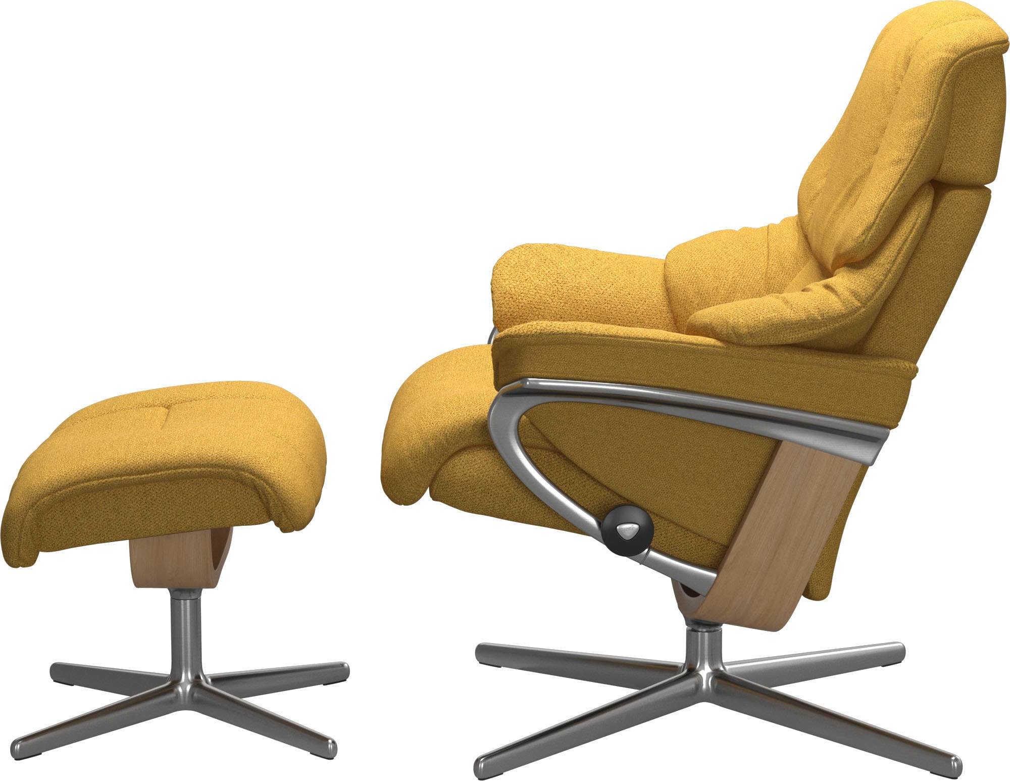 Stressless® Relaxsessel »Reno«, (Set, Relaxsessel mit Hocker), mit Hocker, mit Cross Base, Größe S, M & L, Holzakzent Eiche
