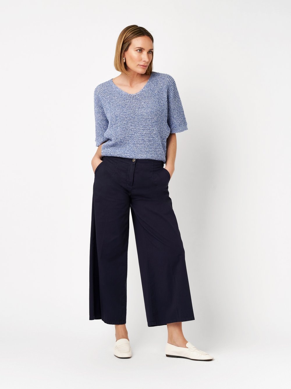 TONI Culotte mit extra weitem Beinverlauf und Bügelfalte, Stretch