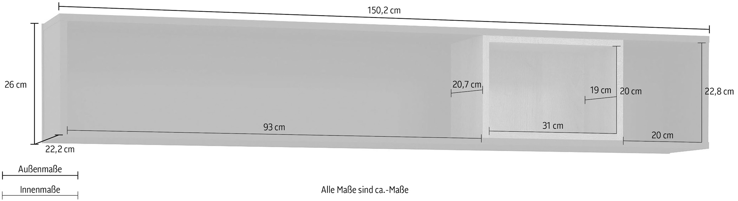 FORTE Wandboard, Breite 150 cm