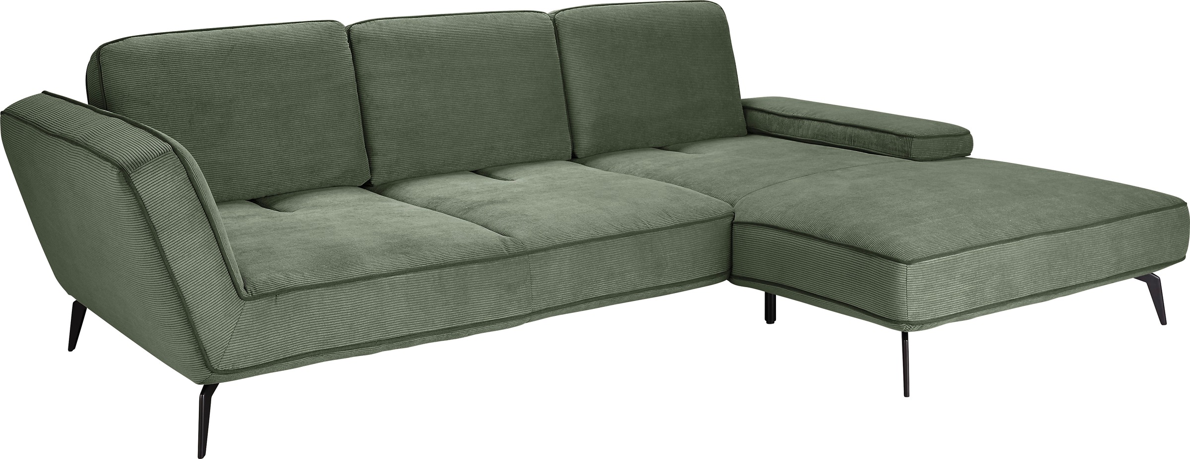 set one by Musterring Ecksofa »SO 4500, Füße schwarz matt, inkl Schwenkrückenfunktion, Cord, L-Form«, wahlweise mit Kopfstütze/Armteilverstellung/Rückenneigung
