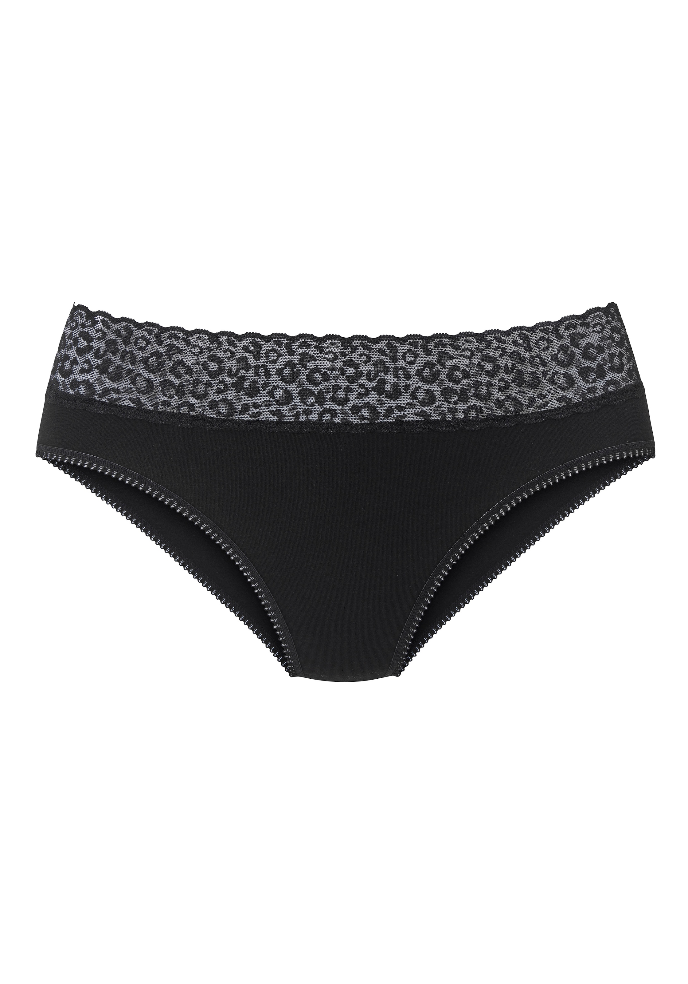 LASCANA Jazz-Pants Slips 4er Pack,  aus elastischer Baumwolle mit Leo-Spitze