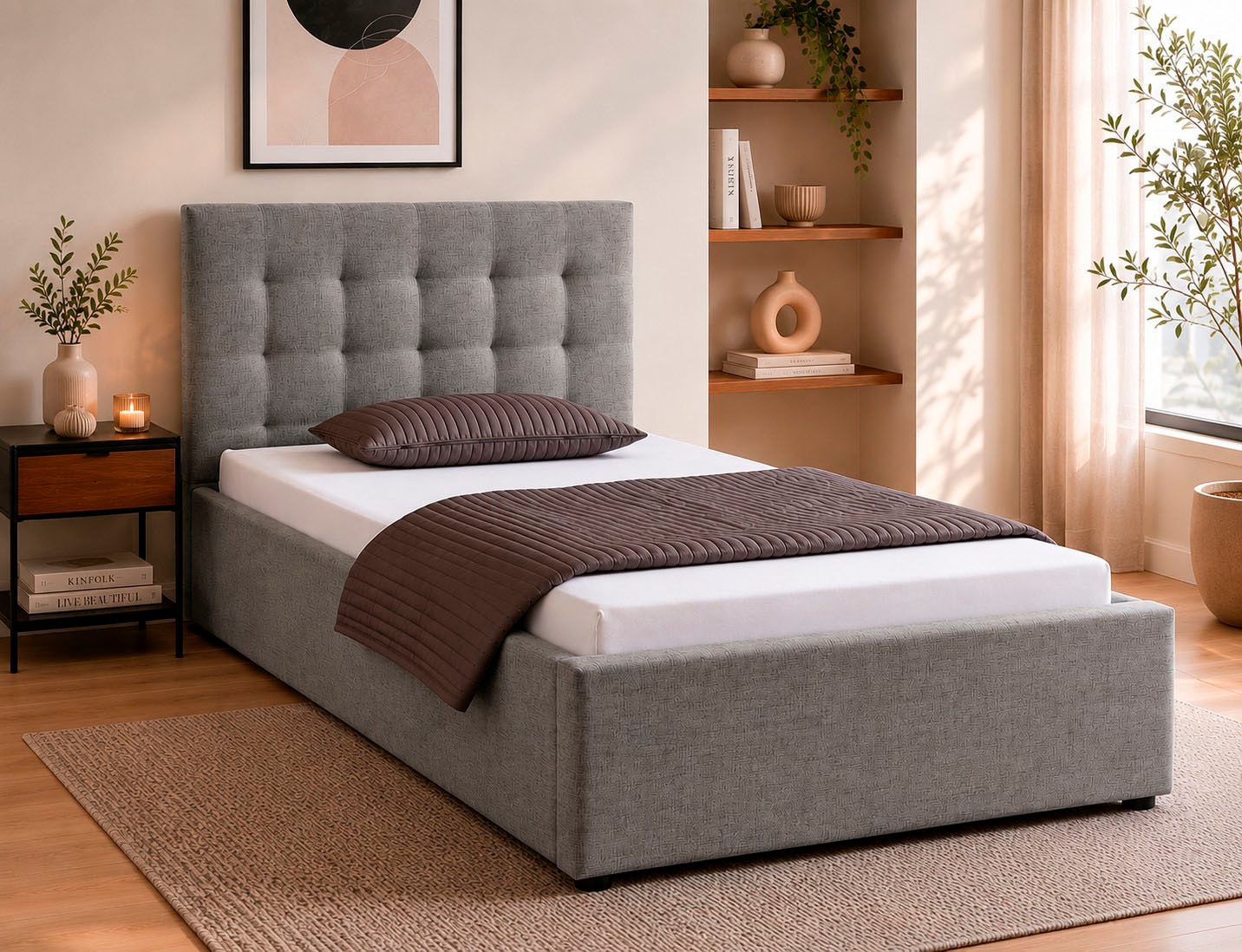 OTTO home Polsterbett "Hamar, Knopfsteppung im Kopfteil, bis 250 KG belastbar" 3 Breiten: 100cm/ 140cm/ 180cm, in verschiedenen Größen und Stoffen und Farben