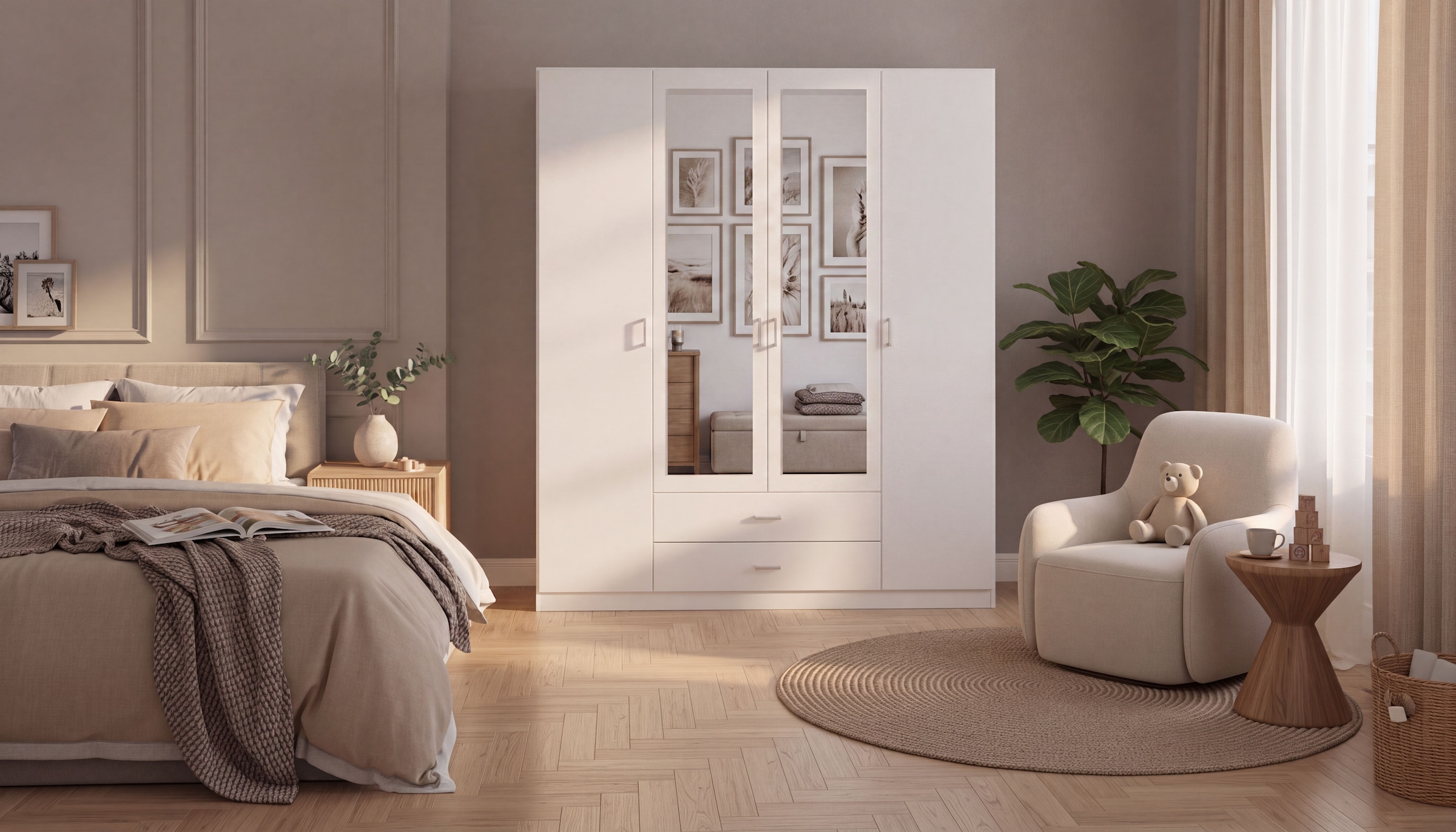 rauch Kleiderschrank »Schrank Garderobe Ankleide GAMMA Breiten 181/271 cm« in 3 Ausstattungen BASIC/CLASSIC/PREMIUM (inkl. SOFT-CLOSE-Funktion),  mit Spiegel TOPSELLER MADE IN GERMANY
