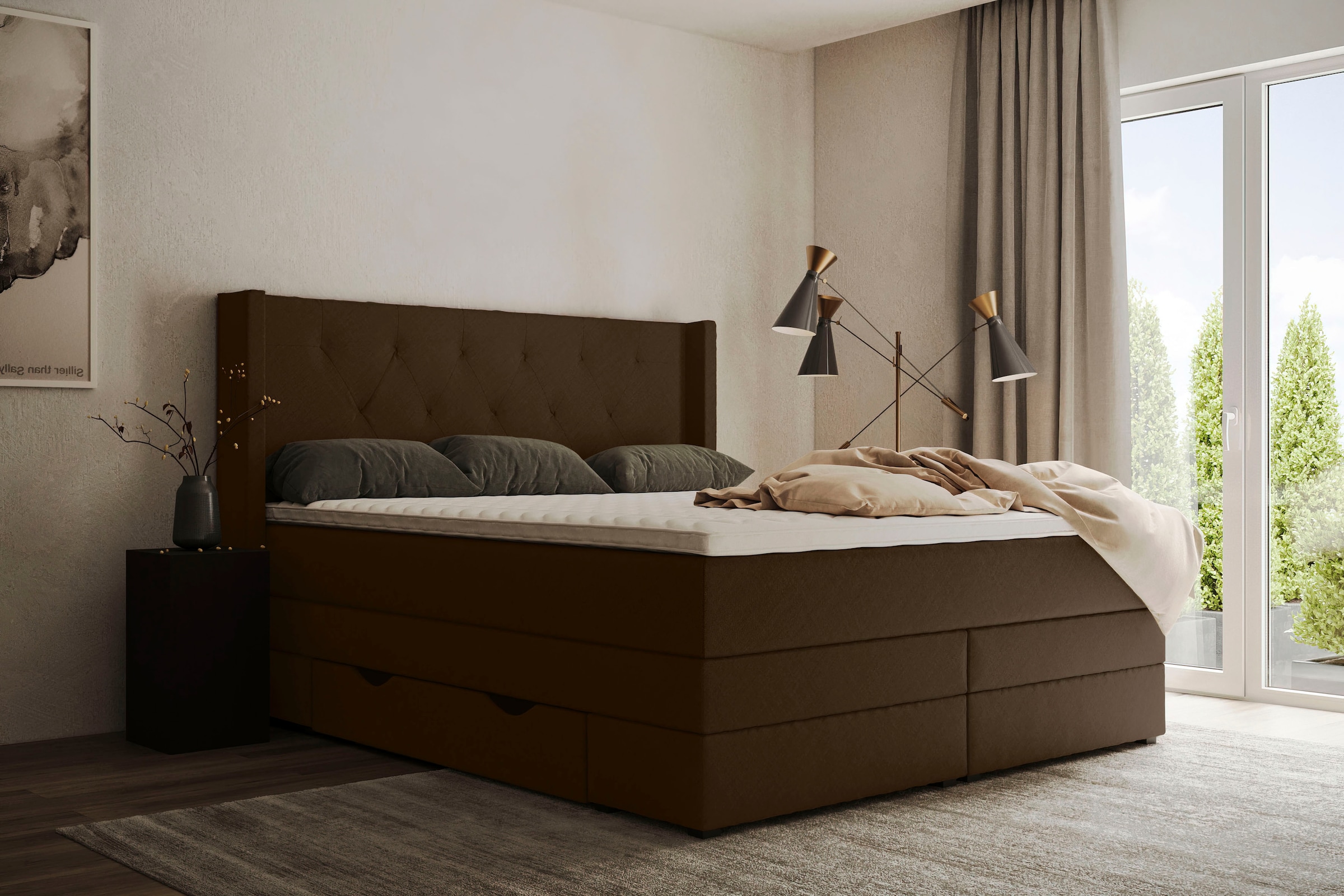 Boxspringbett »Elegance«, mit schöner Knopfheftung, in den Härtegraden H2 & H3, inkl....