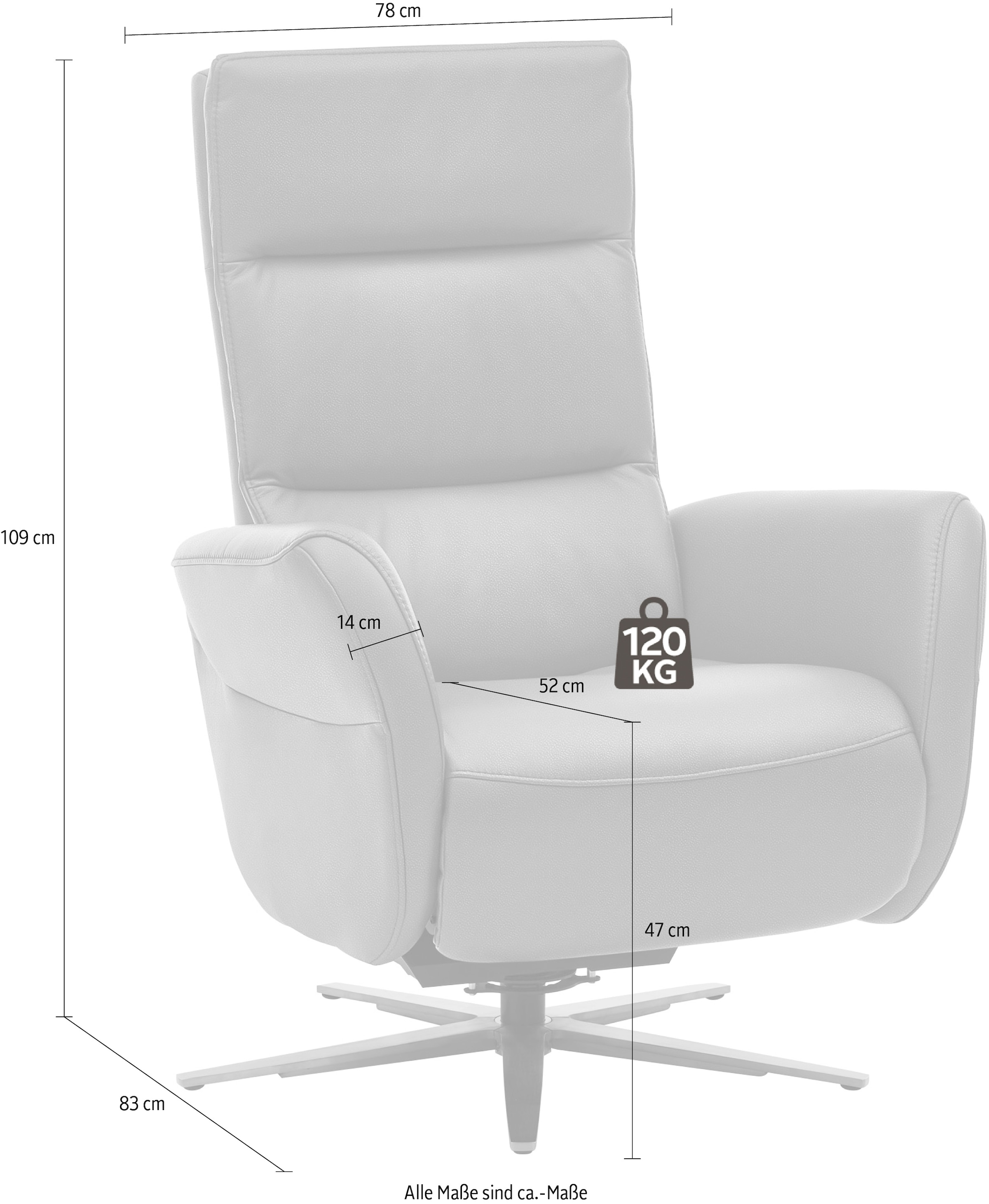 Die PlanBar Relaxsessel »PN-RS20038 mit Metallsternfuß inkl. Relaxfunktion und Kopfverstellung« 1 Stk. tlg. 360° drehbar, mit Gasdruckverstellung