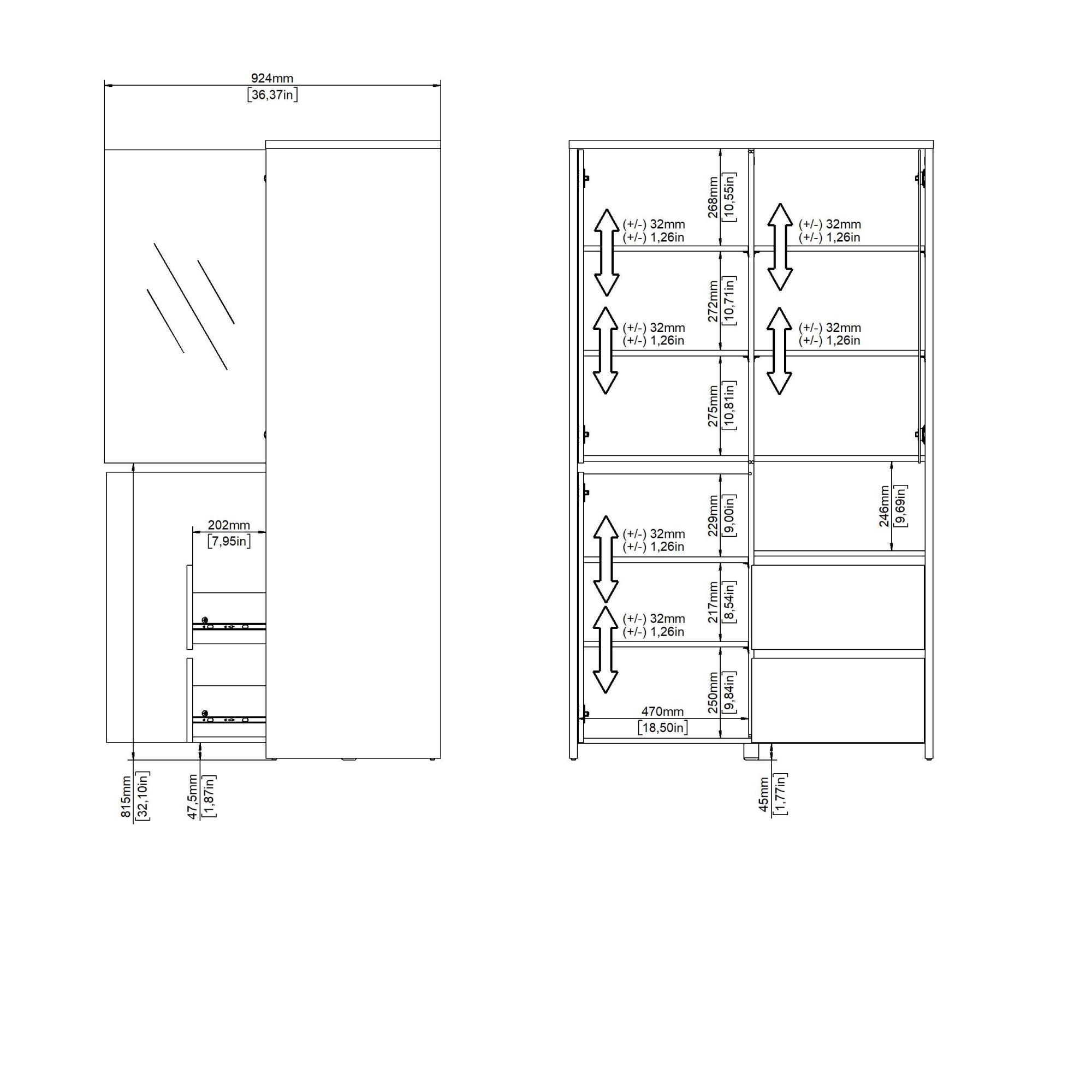 INOSIGN Vitrine »Next Standvitrine, Vitrinenschrank, mit Glastür, Stauraum«, mit 2 Türen, 1 Glastür, 2 Schubladen, Höhe 170 cm, Breite 100 cm