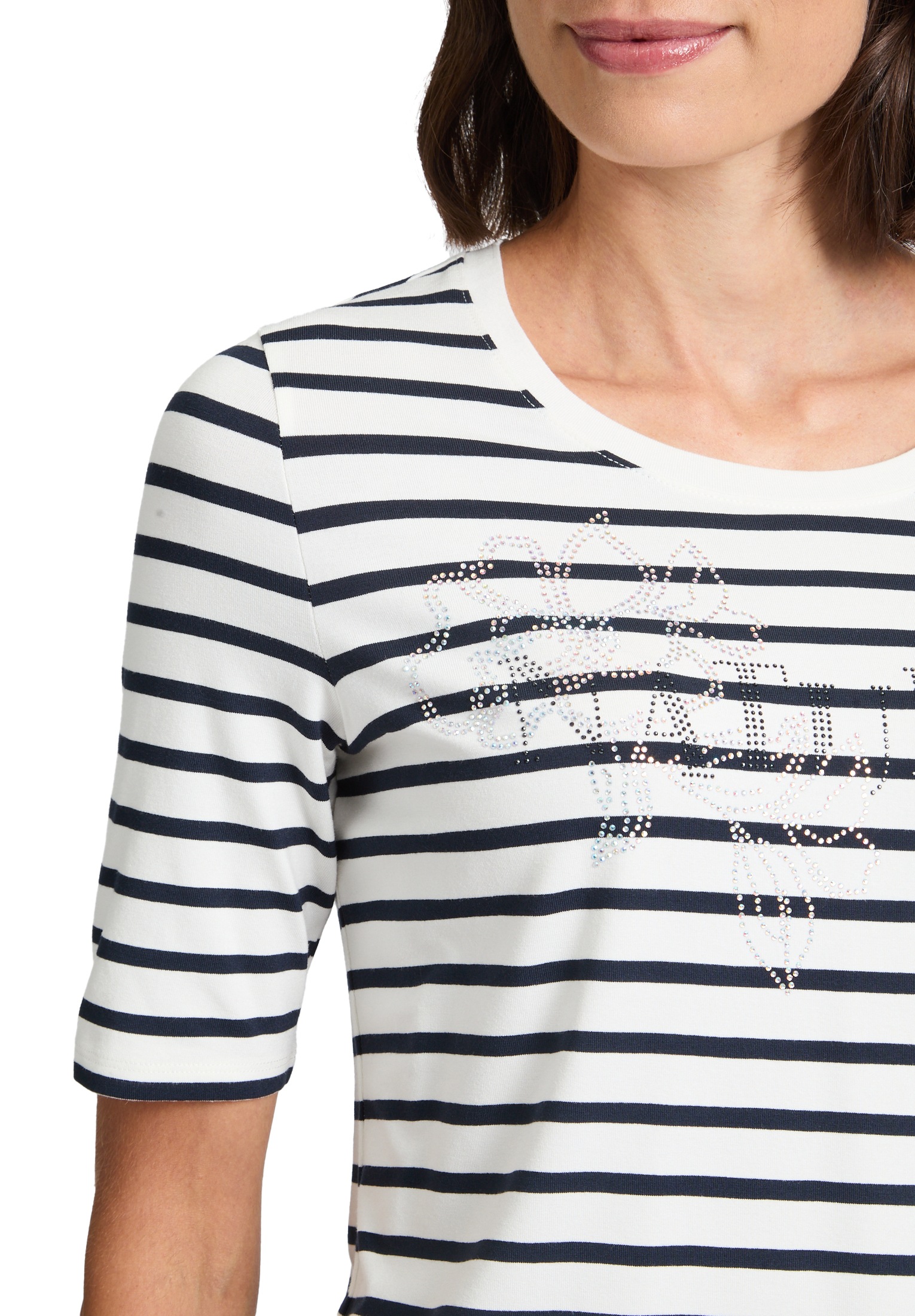 Betty Barclay Kurzarmshirt »Betty Barclay Damen Ringelshirt mit Schmucksteinen«, (1 tlg.), Glitzersteine