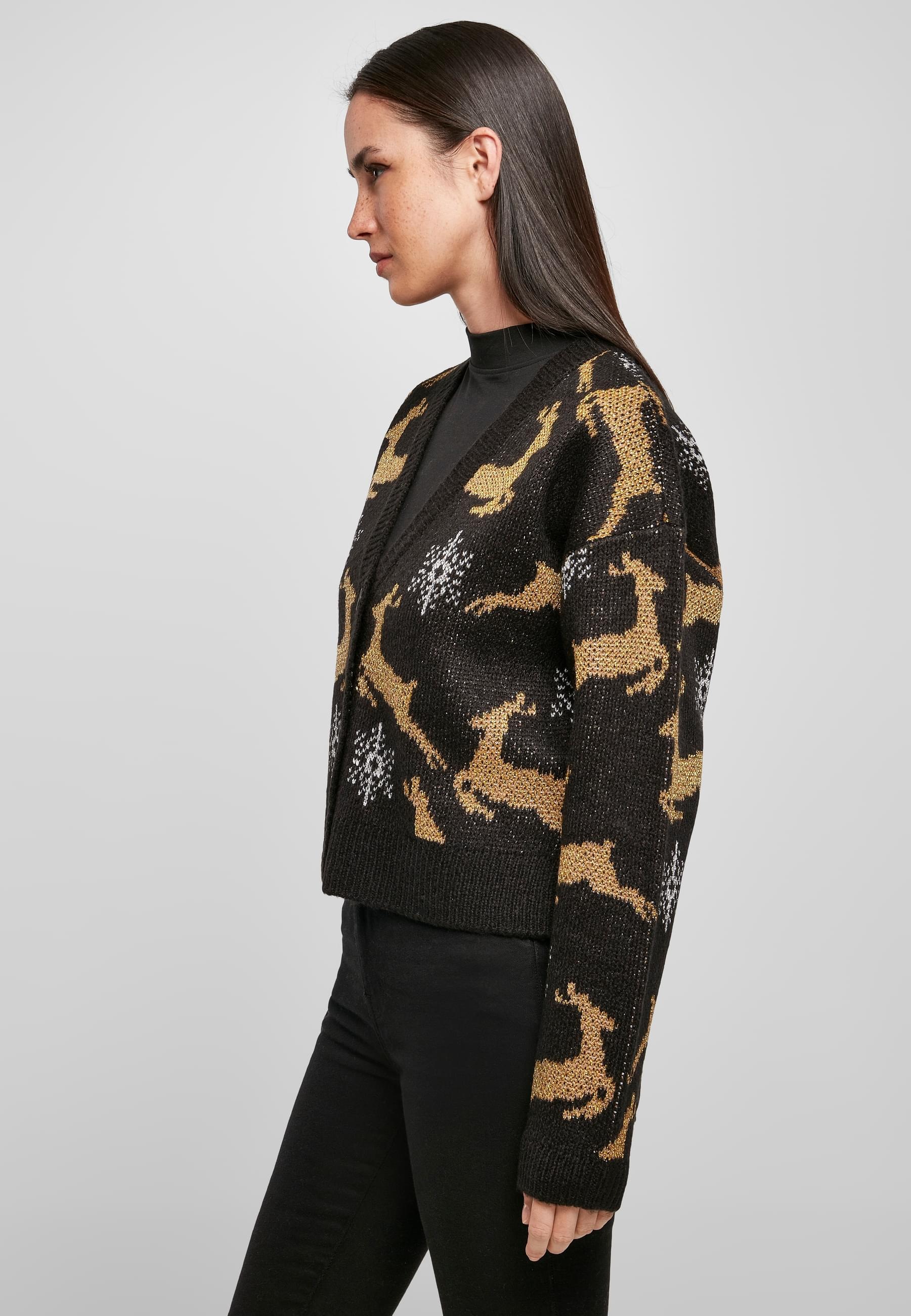 URBAN CLASSICS Cardigan »Urban Classics Damen Ladies Short Oversized Christmas Cardigan«