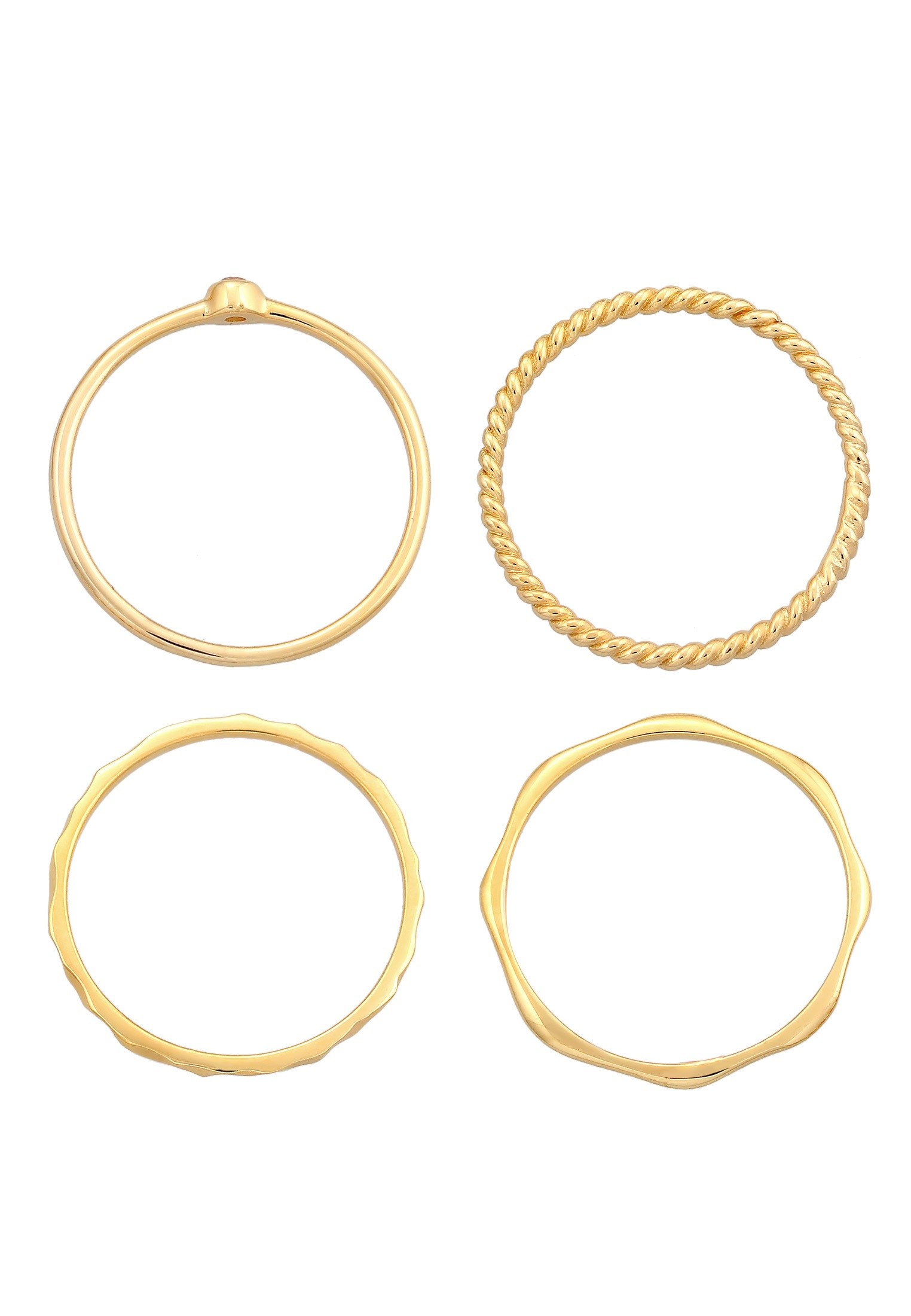 Elli Premium Solitärring »Topas Solitär Stapelring Gedreht 4er Set 925 Silber«