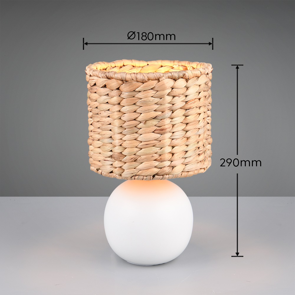 TRIO Leuchten Tischleuchte »VINA, Keramik Tischleuchte mit Lampenschirm aus Seegras« E27 1 Stk. warmweiß - kaltweiß exkl 1x E27 max 40W