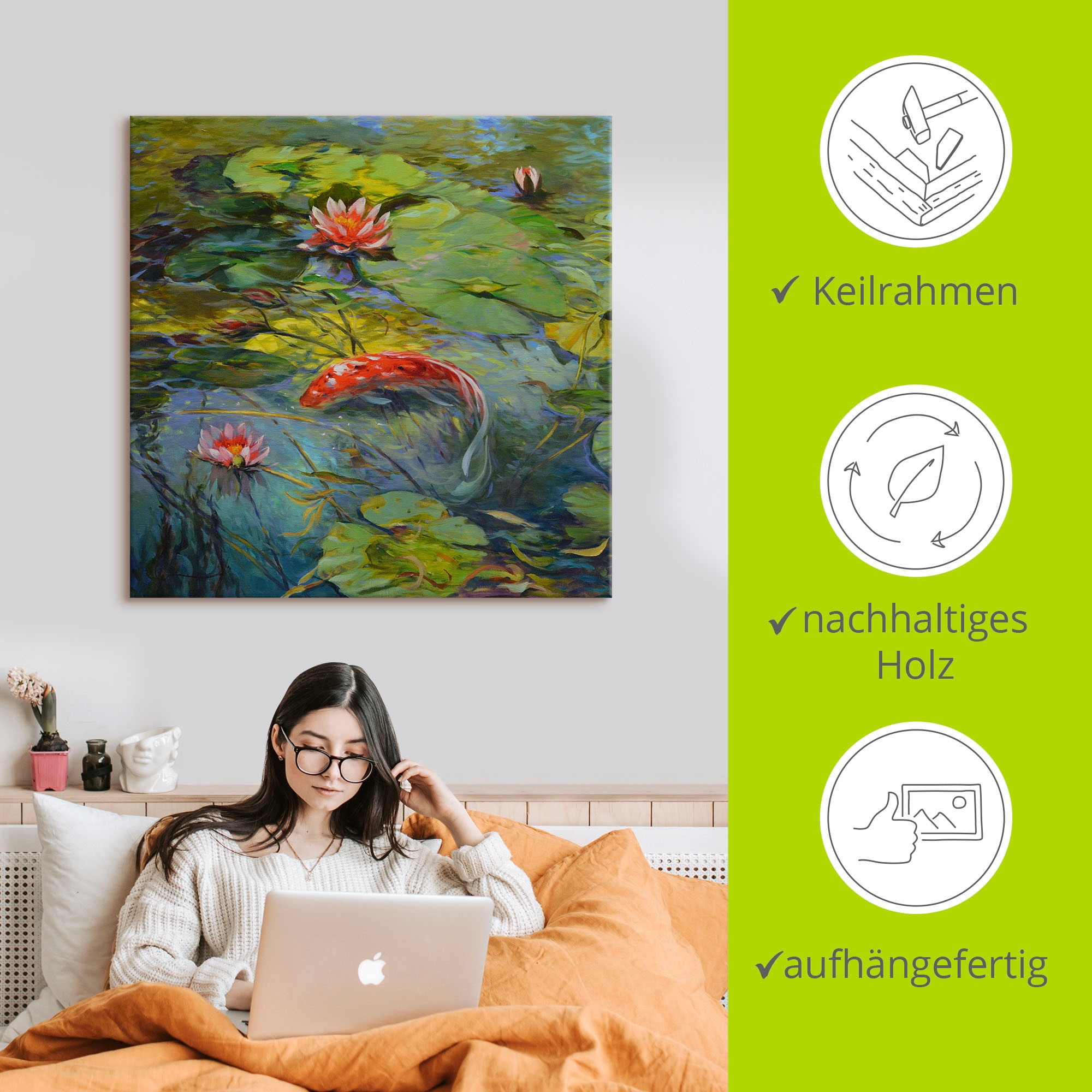 Artland Leinwandbild »Roter Koi«, Wassertiere, (1 St.), auf Keilrahmen gespannt