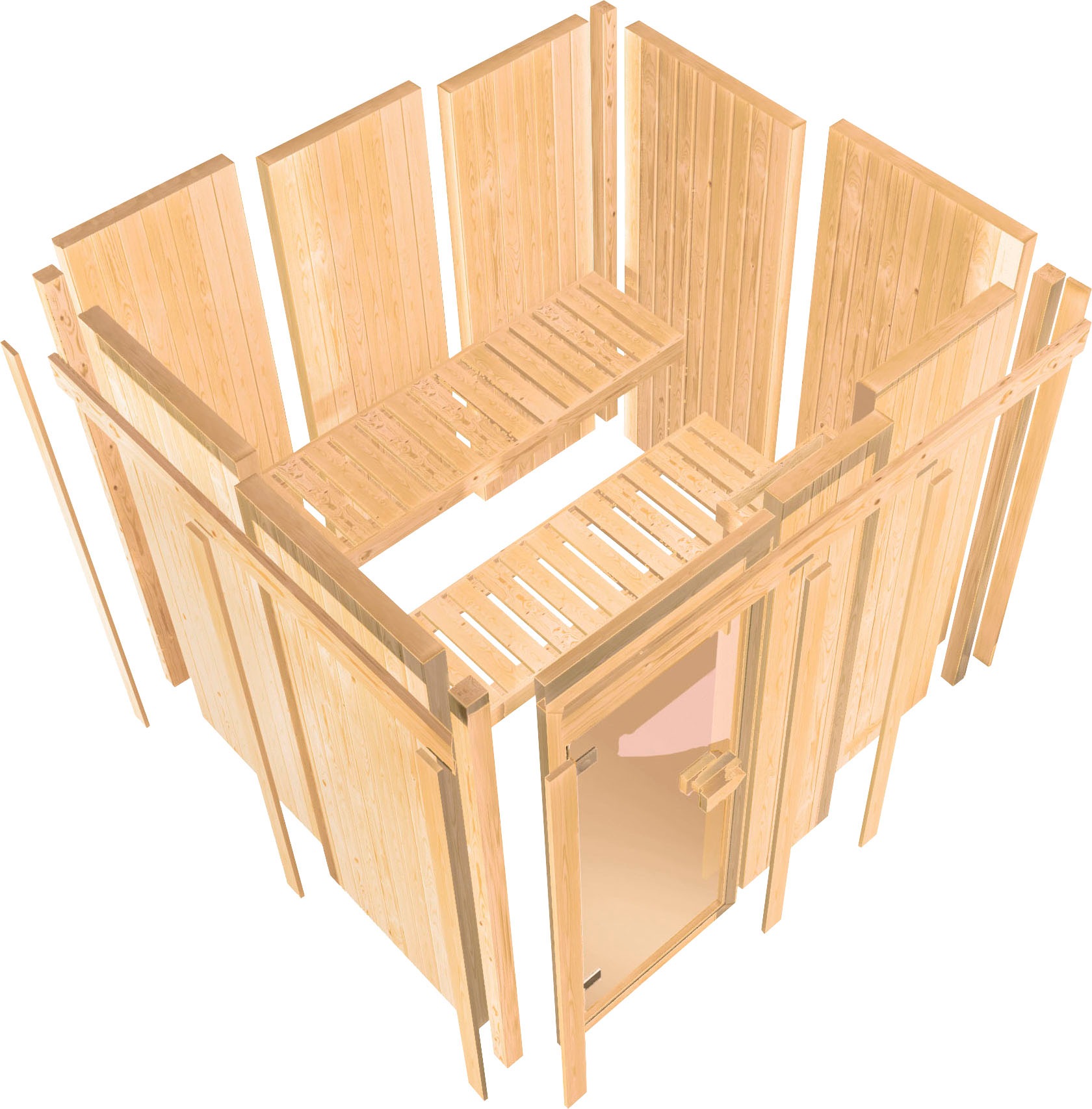 welltime Sauna »Artja«, naturbelassen, mit Ofen 9 kW ext. Steuerung