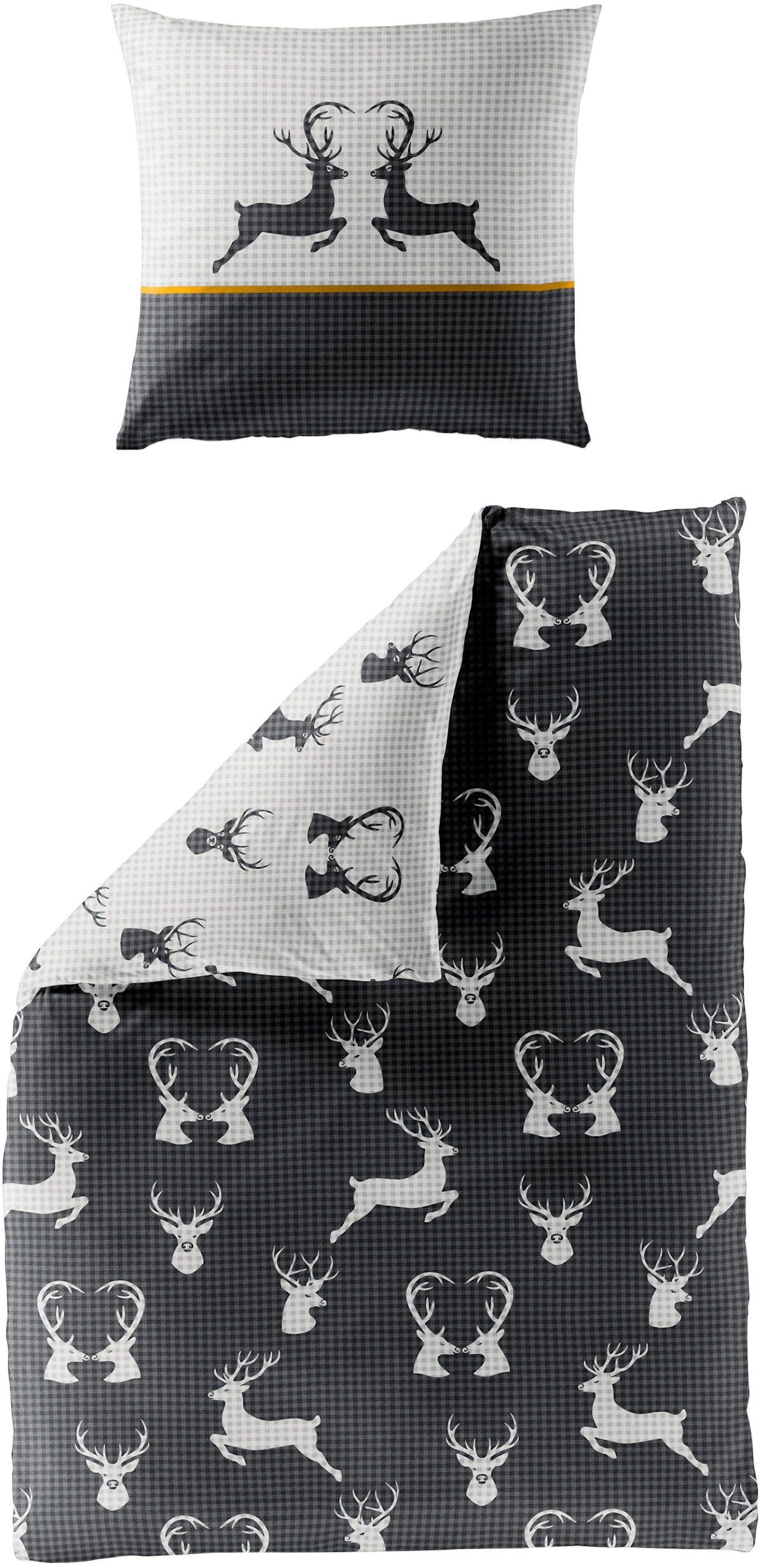 BIERBAUM Bettwäsche »Rentier in Gr. 135x200 oder 155x220 cm, ideal für Weihnachten«, Biber kuschelig warm im Winter, Weihnachtsbettwäsche mit Rentieren