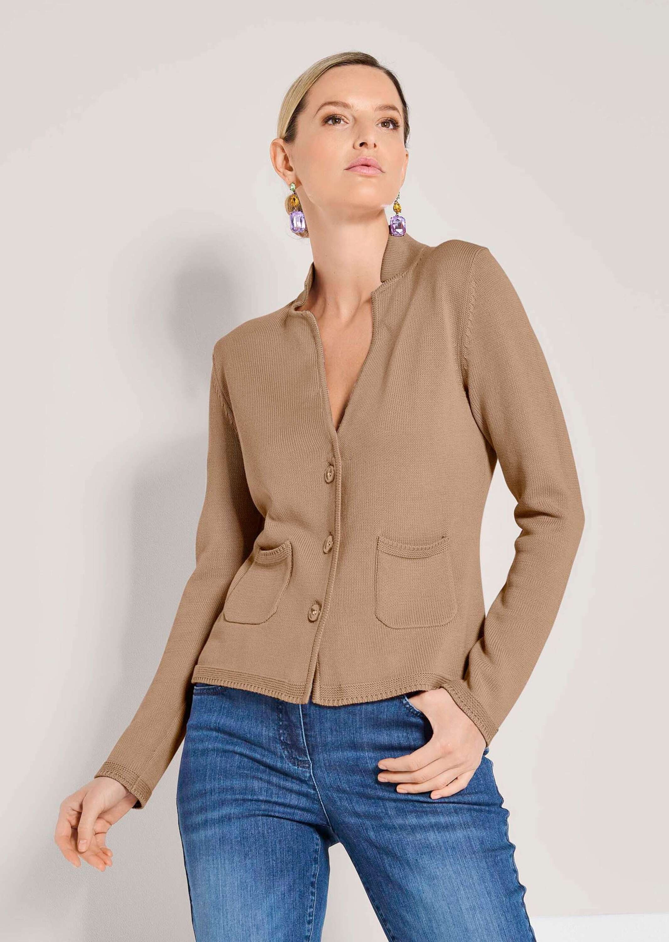 MADELEINE Strickjacke »Strickblazer Eleganter Blazer mit feinem Glattstrick« Hautsympathische Baumwolle