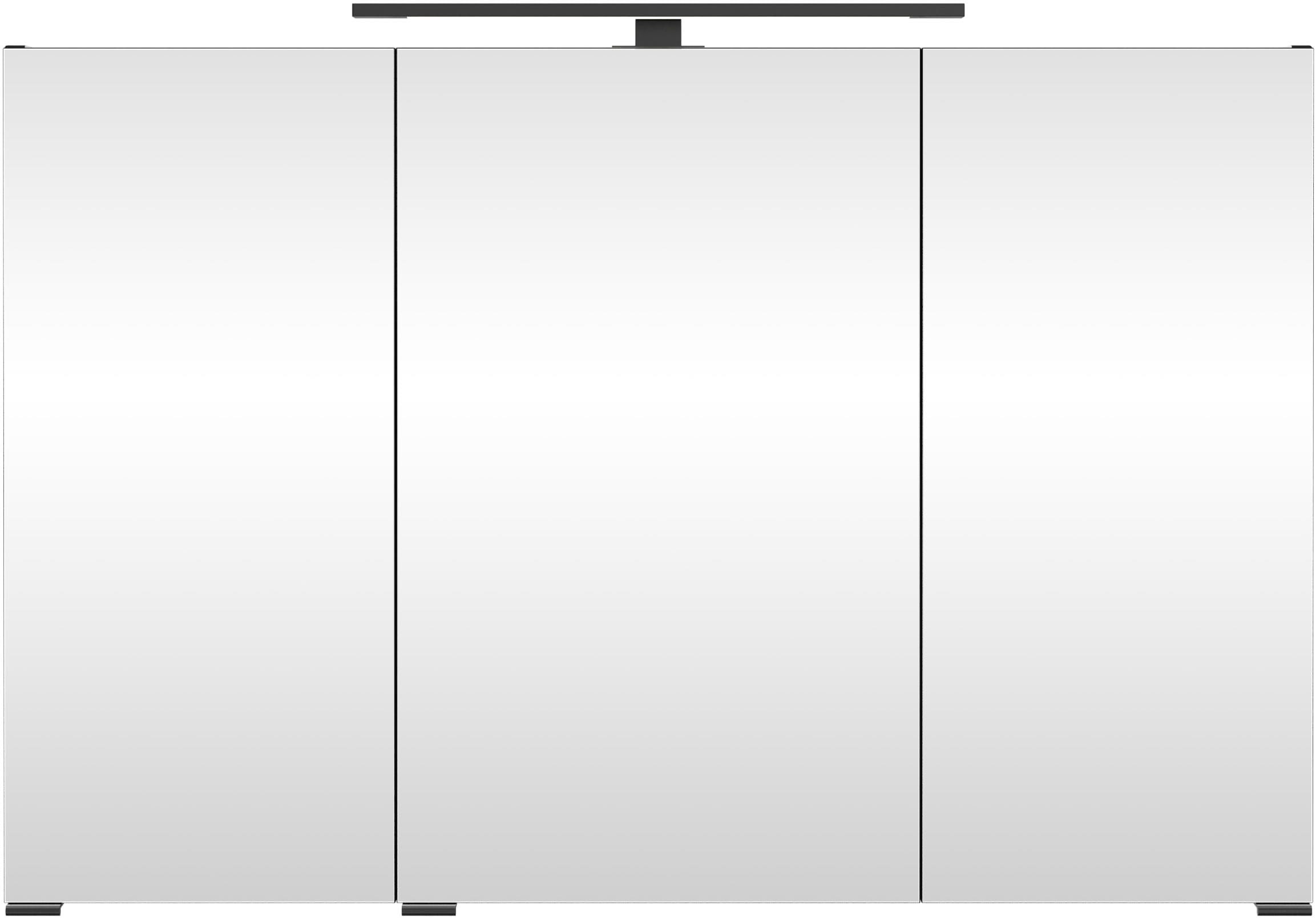 welltime Spiegelschrank »SALVADA, 3D-Spiegelschrank 100 cm, gedämpfte Scharniere, LED-Lampe«, Schwarz, Front und Korpus aus hochwertigen MDF, Anti-Finger-Print