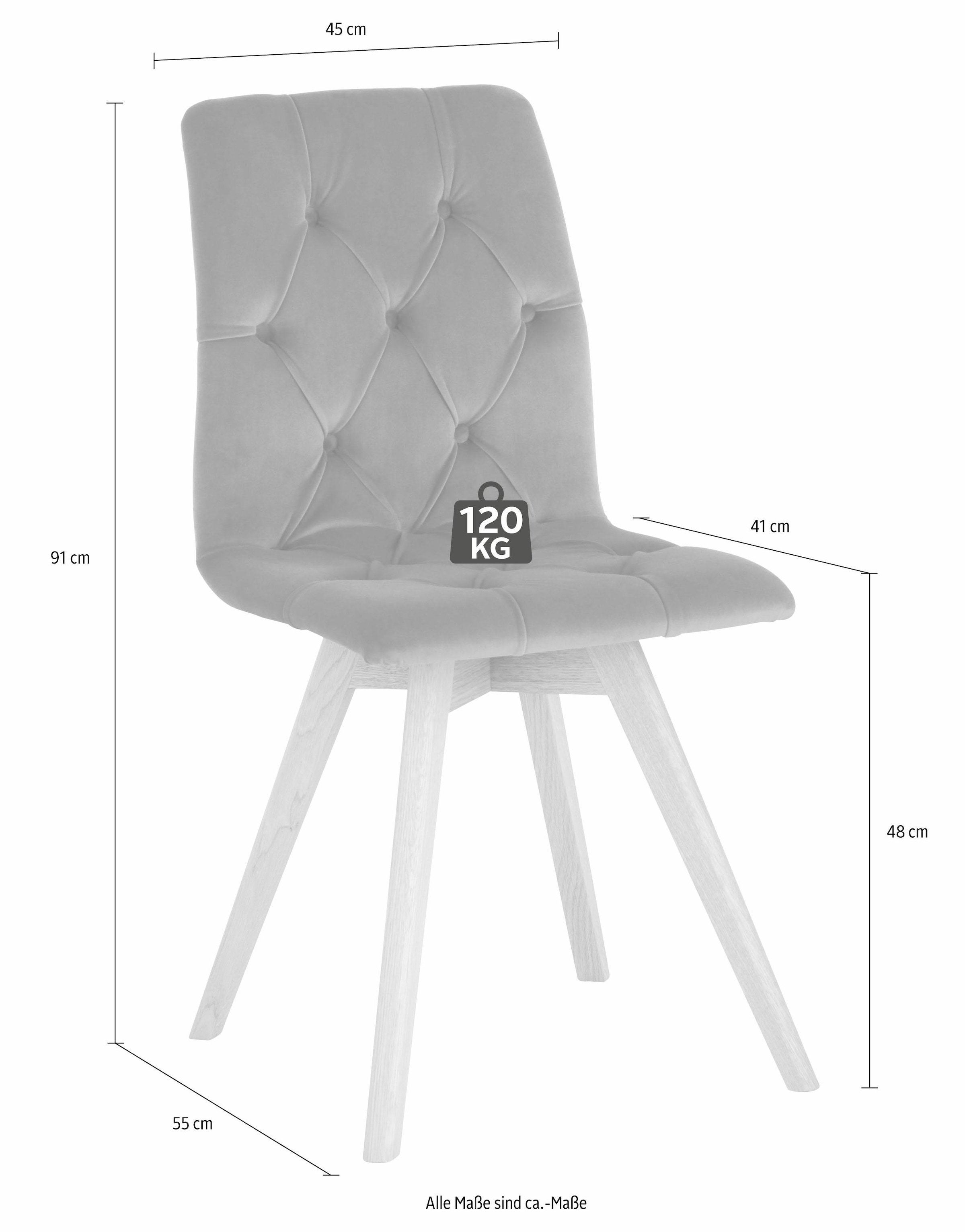 andas 4-Fußstuhl »Rania«, (Set), 6 St., Samtoptik, Im 2er/4er/6er-Set