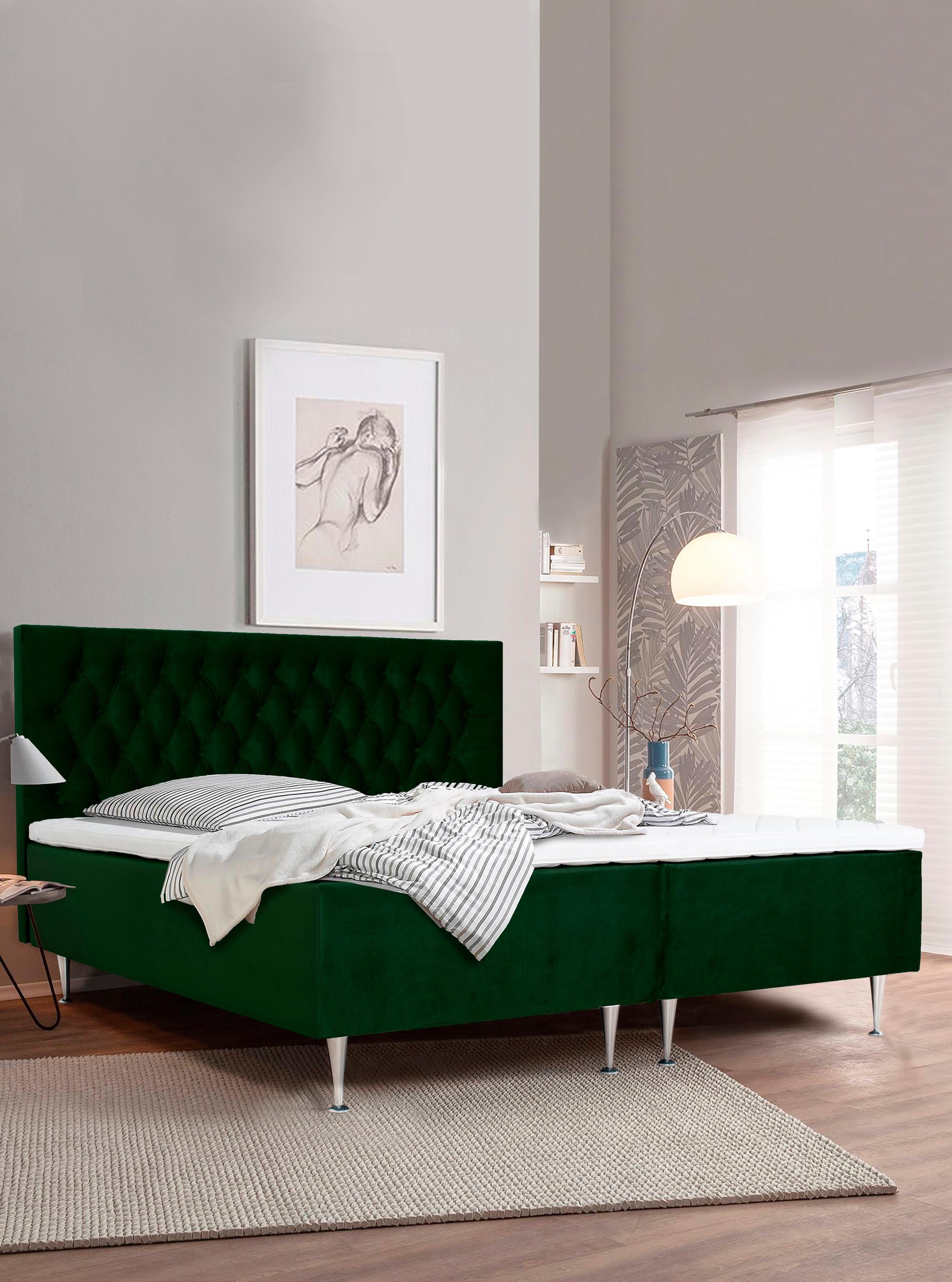 Home affaire Boxspringbett "Exclusive" inkl. Topper, 3 Breiten, 3 Härtegrad günstig online kaufen
