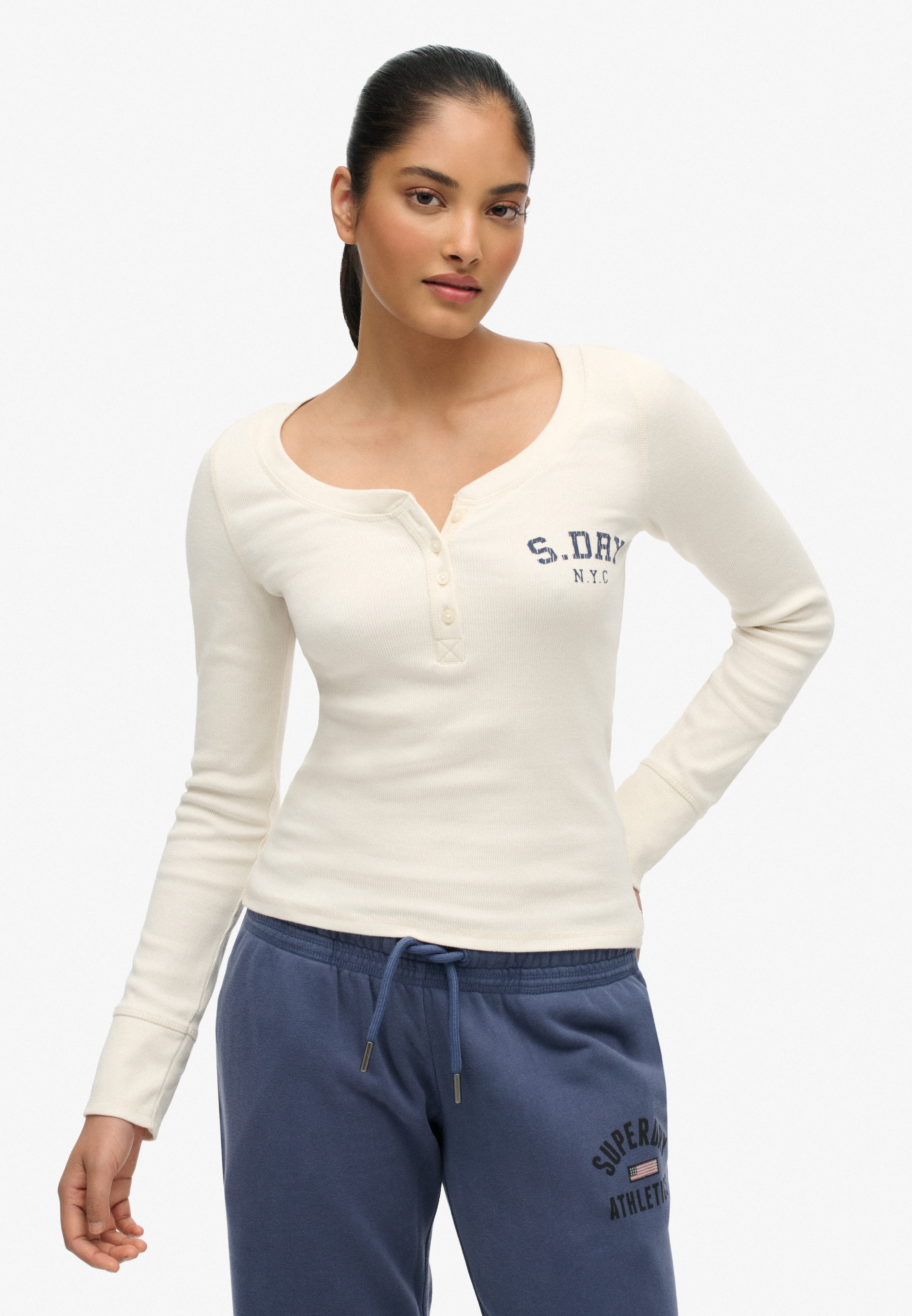 Superdry Langarmshirt "ATHLETIC BUTTON DOWN LS TOP" im Henley-Stil günstig online kaufen