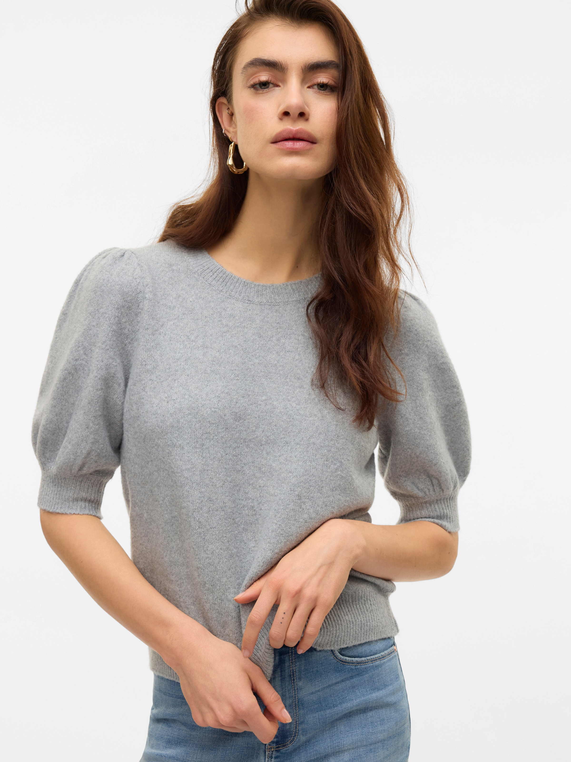 Vero Moda "VMDOFFY 2/4 O-NECK PULLOVER GA NOOS" mit kurzen Puffärmeln günstig online kaufen