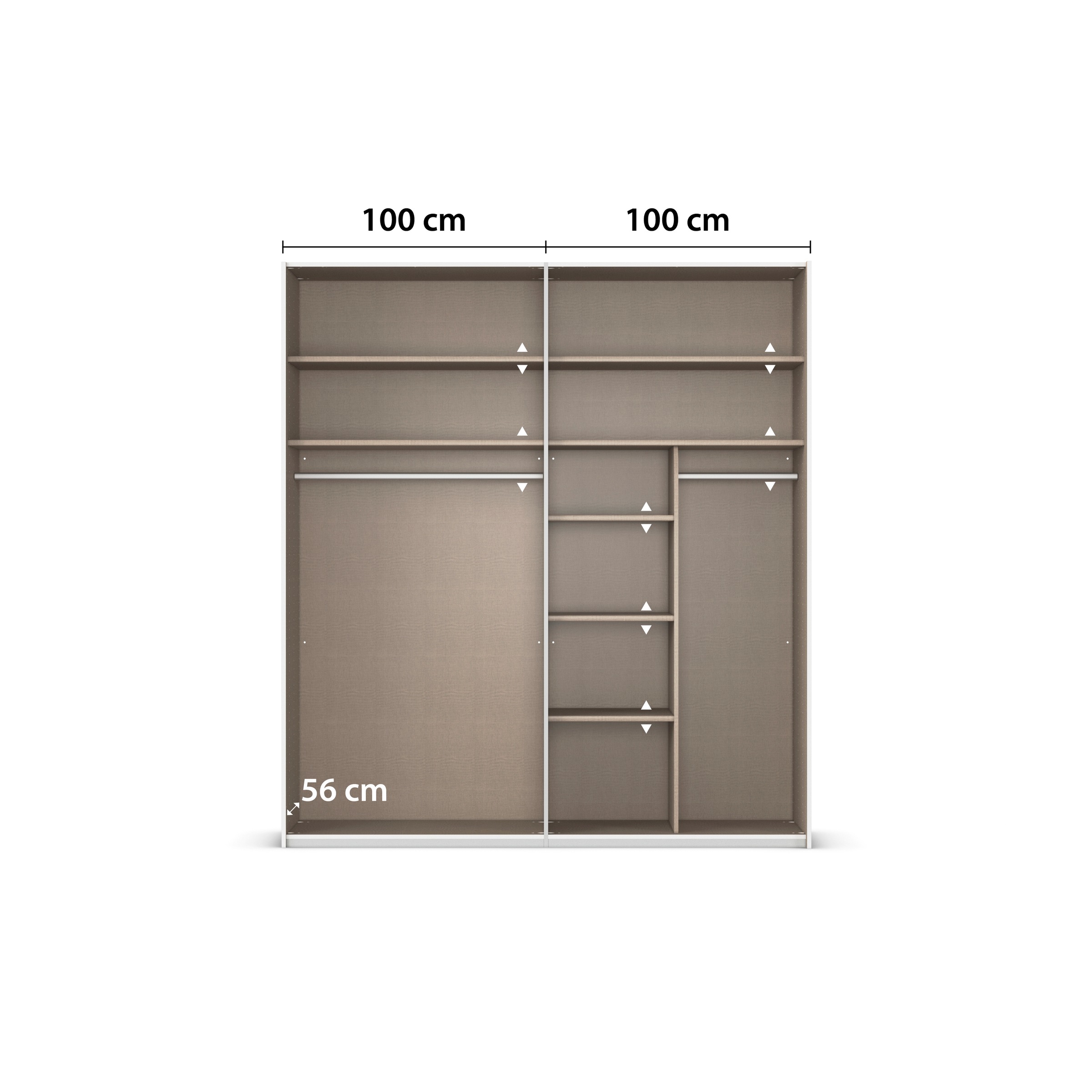 rauch Schwebetürenschrank »Kleiderschrank Schrank Garderobe Schlafzimmerschrank CONTIDO«, (in 3 verschiedenen Ausstattungen BASIC/CLASSIC/PREMIUM), aus hochwertigem Material in 6 Breiten 2 Griff-Farben MADE IN GERMANY