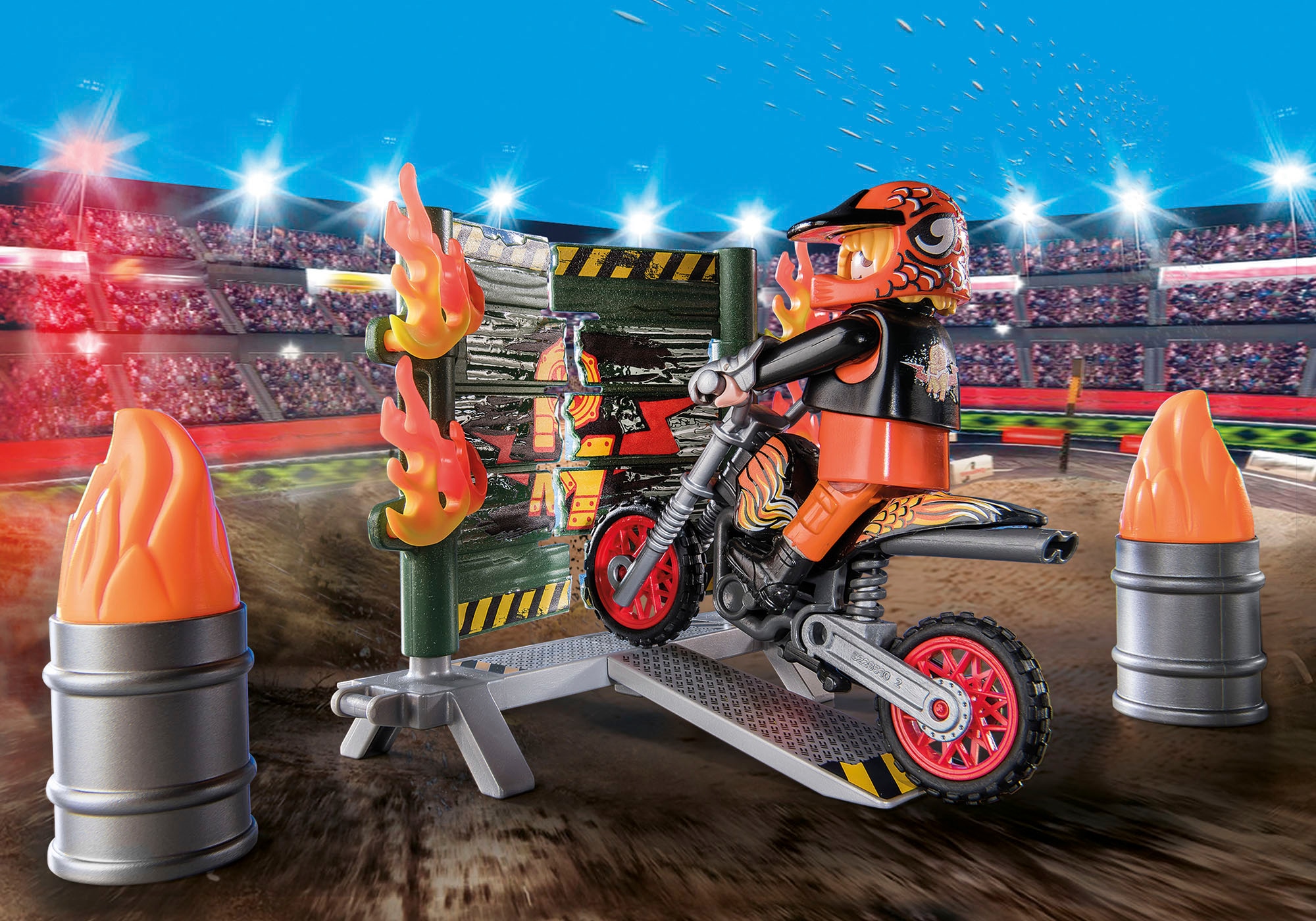 Playmobil® Konstruktions-Spielset »Starter Pack, Stuntshow Motorrad mit Feuerwand (71256), Stuntshow«, (29 St.), Made in Europe