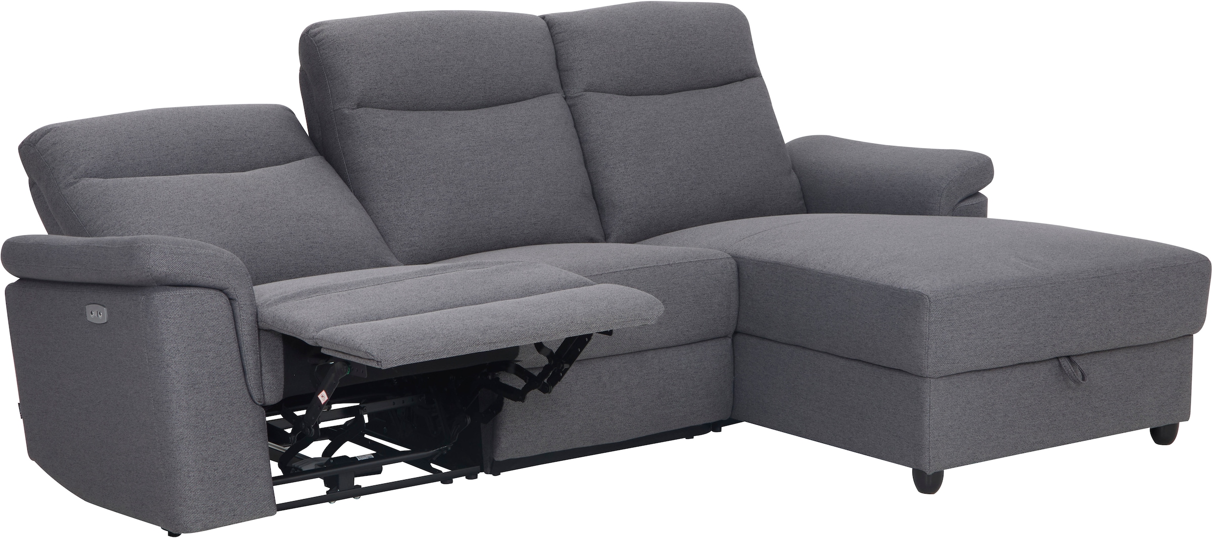 Home affaire Ecksofa »BRIONNE, L-Form, 255cm, manuelle u. elektrische Funktion (USB A/C),«, Liegefunktion, Stauraum, Federkernpolsterung, Webstoff