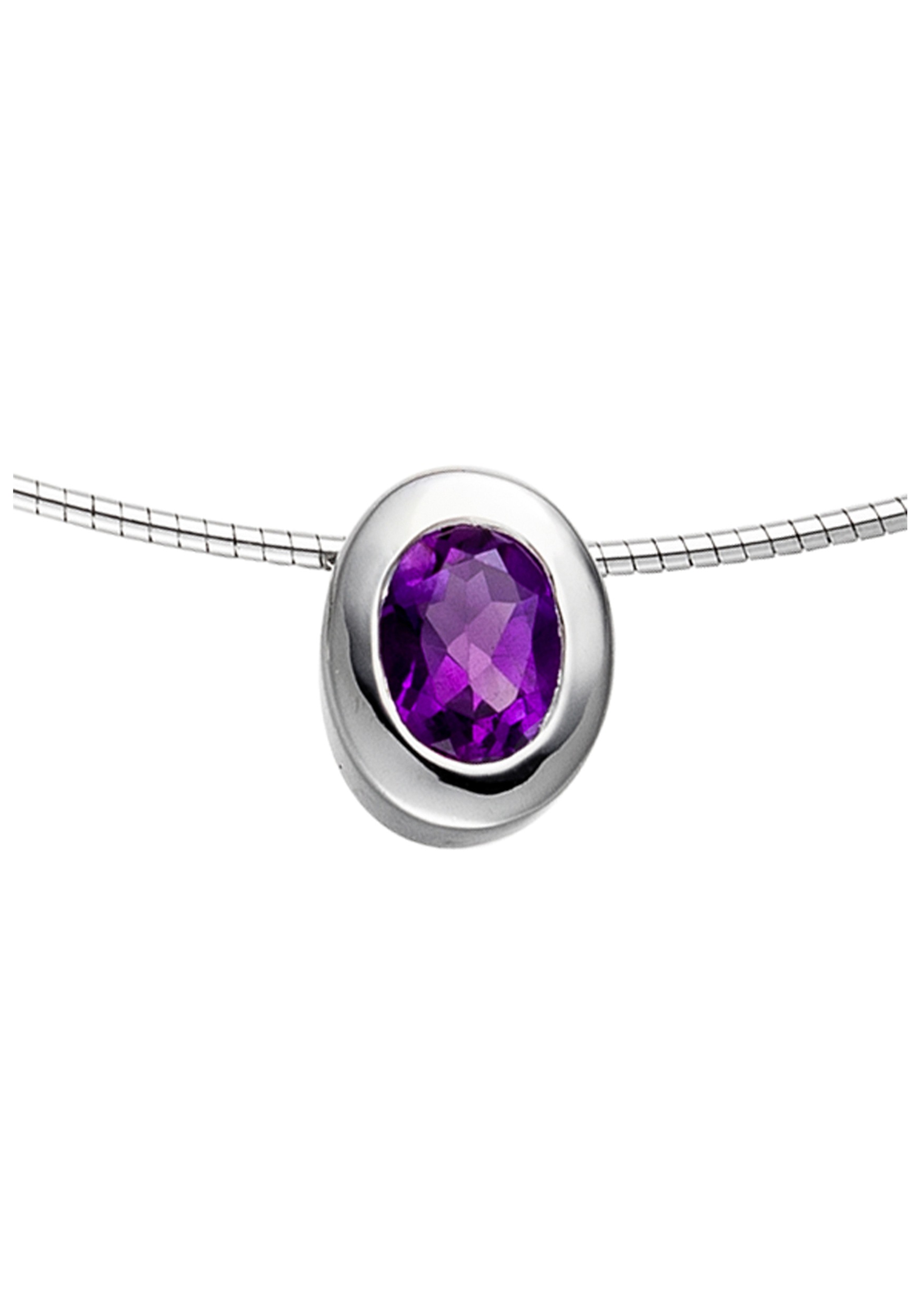 JOBO Kettenanhänger »Anhänger oval«, 925 Silber mit Amethyst