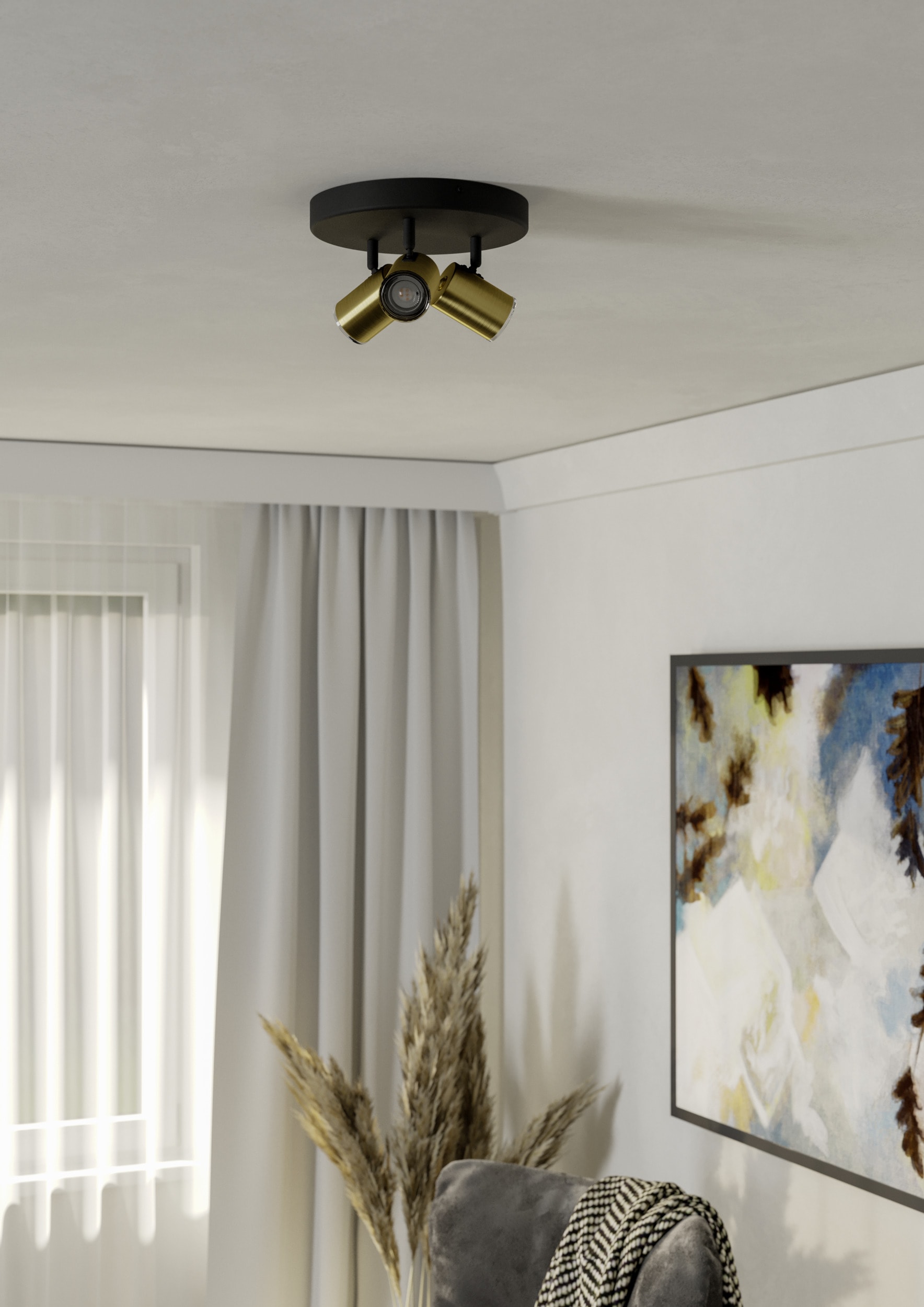 EGLO Deckenspot »CONSUMA 1 Spotlampe - Stahl - GU10 - 3X5W - IP44« GU10 1 Stk. Wandleuchte, Wandspot, schwenkbar, Strahler, H13 x Ø25 cm