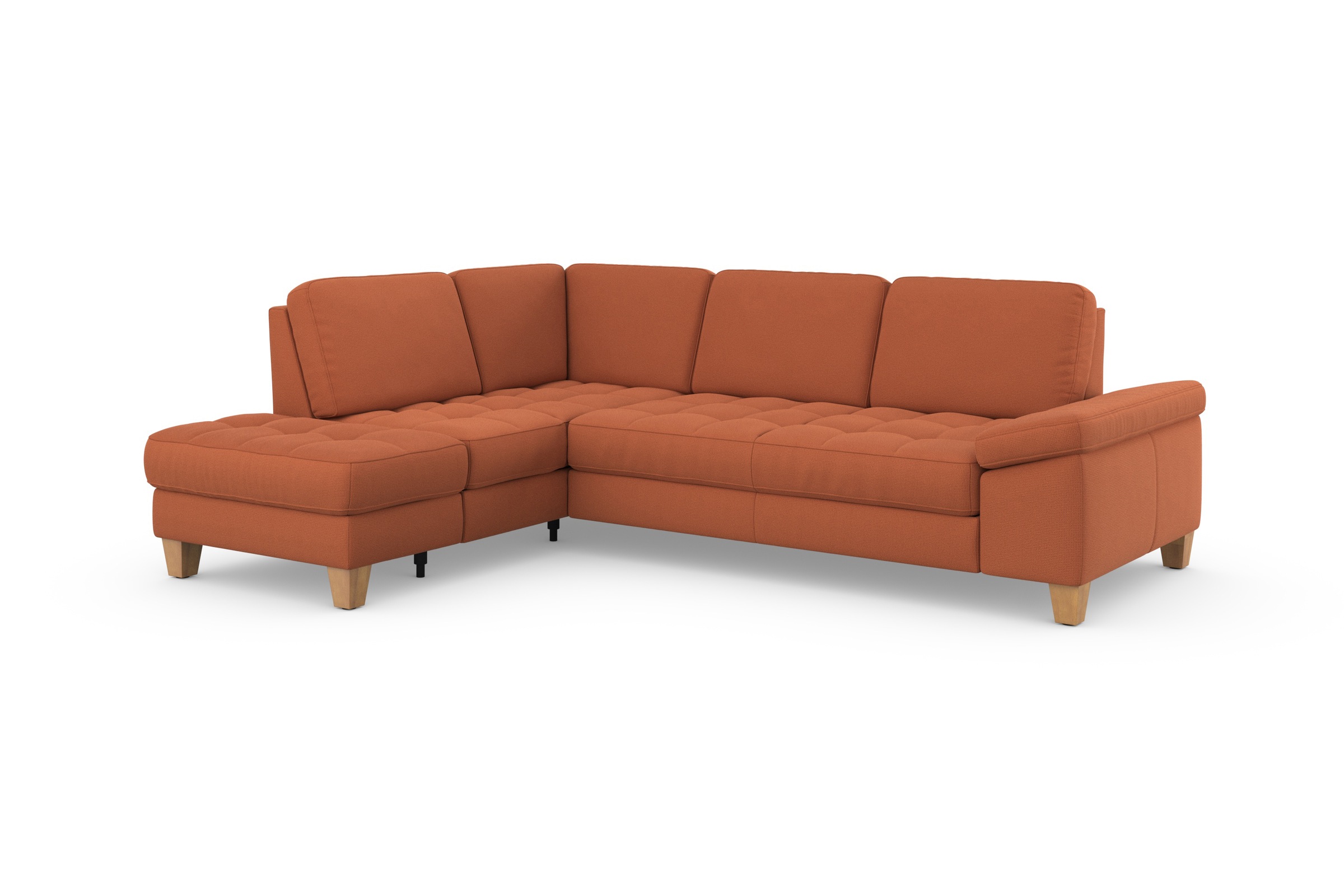 Ecksofa SIT & MORE "Westham L-Form", orange (terra), B:261cm H:88cm T:179cm, 90% Polyester 10%Polyamid, Sofas, Ecksofa, mit Ottomane, mit oder ohne Bettfunktion, Bettkasten, Verstellung 6