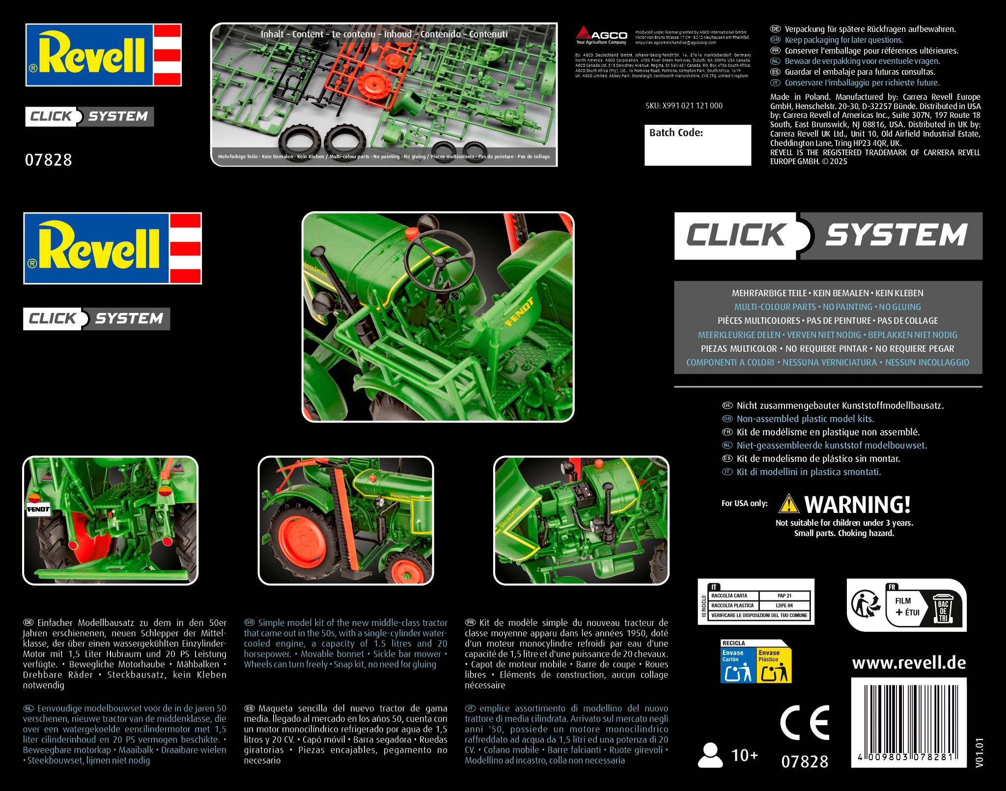 Revell® Modellbausatz »Click System, Fendt F20 Dieselroß Traktor«, 1:24, Made in Europe