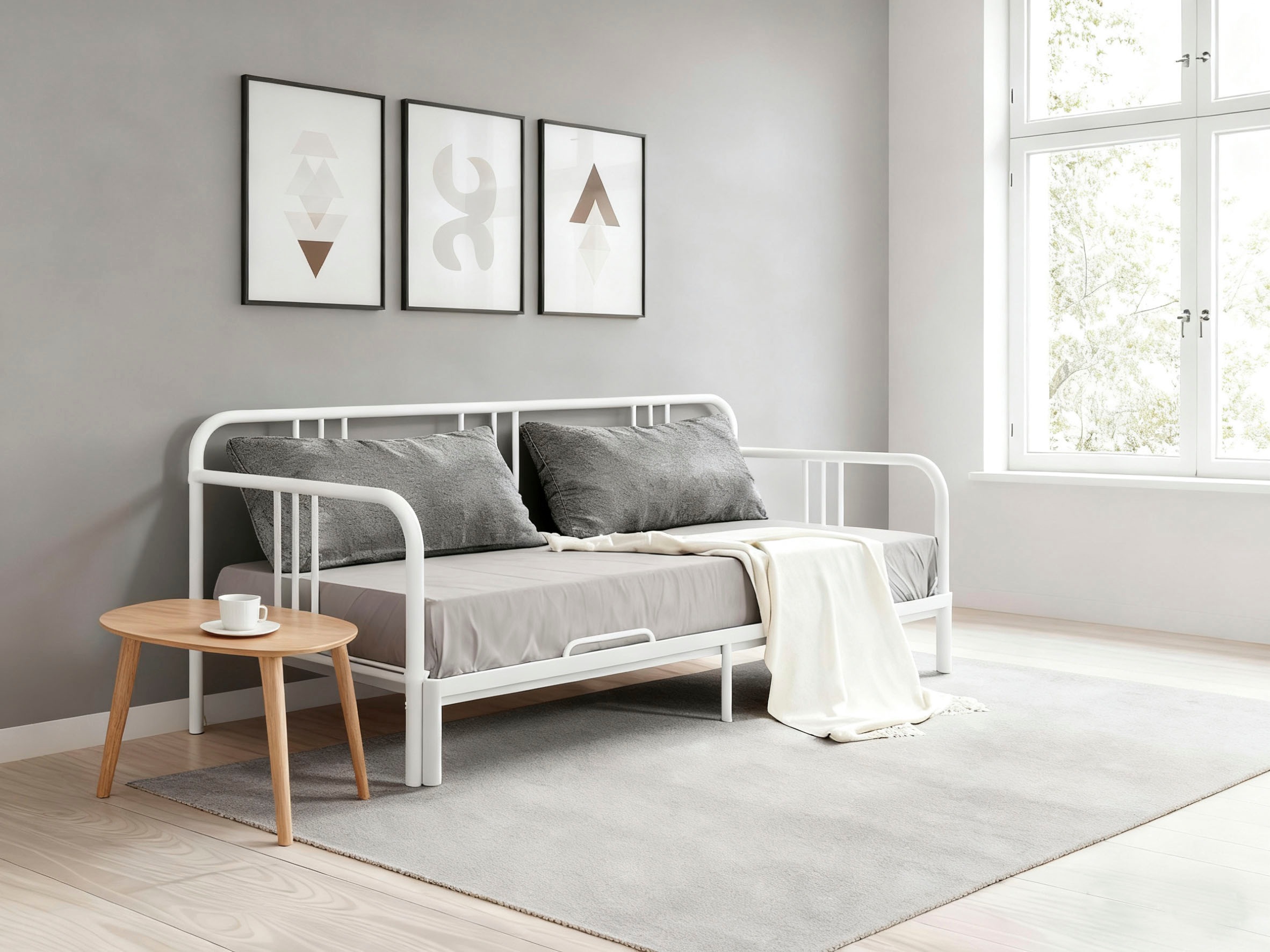 OTTO home Metallbett »Trento Bett Bettgestell Bestseller Doppelbett Ausziehbett« Bestseller Gästebett Sofabett Schlafzimmer,  Daybett mit Ausziefunktion im Landhausdesign weiß