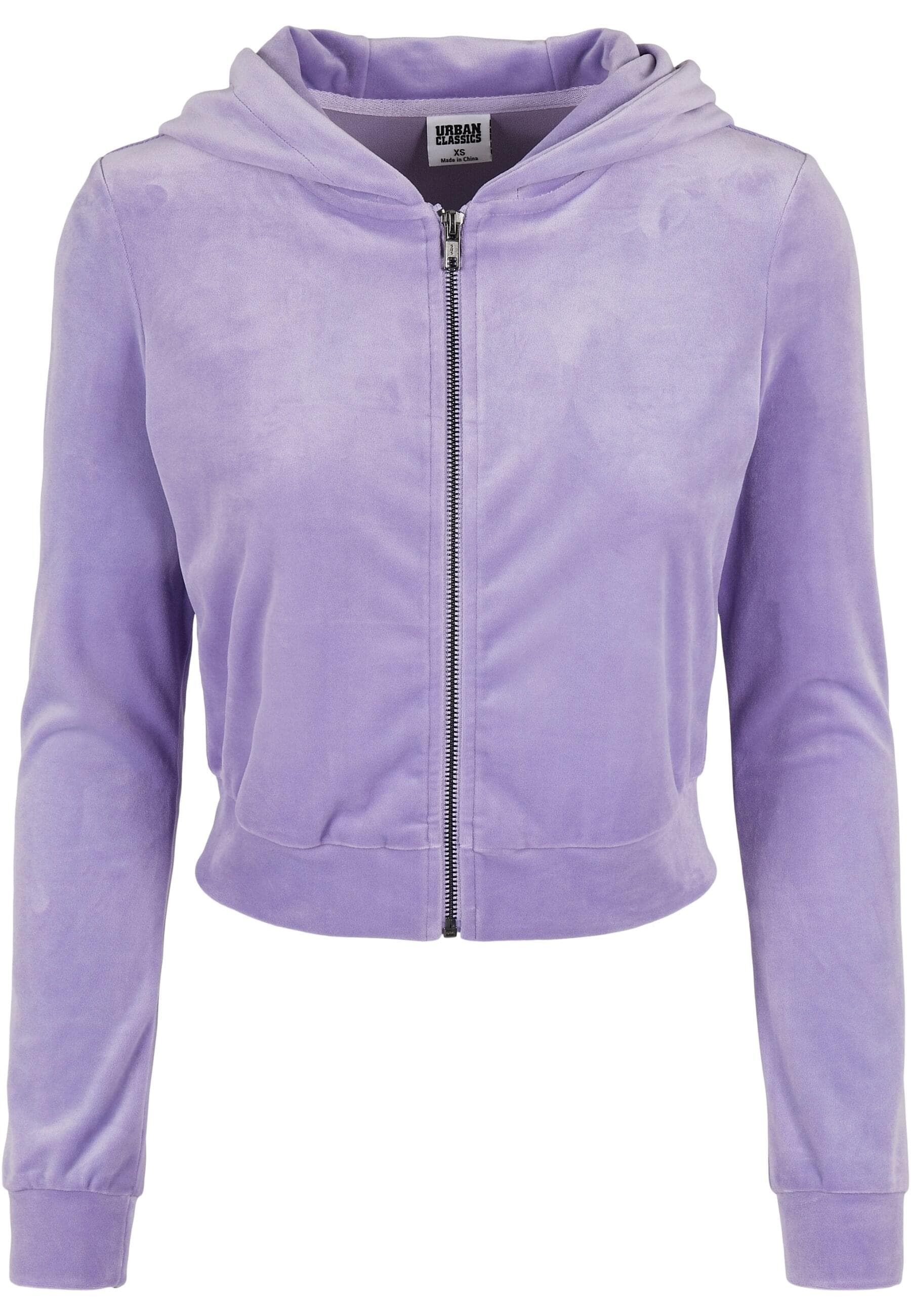 URBAN CLASSICS Sweatjacke "Urban Classics Damen Ladies Short Velvet Zip Hoody"