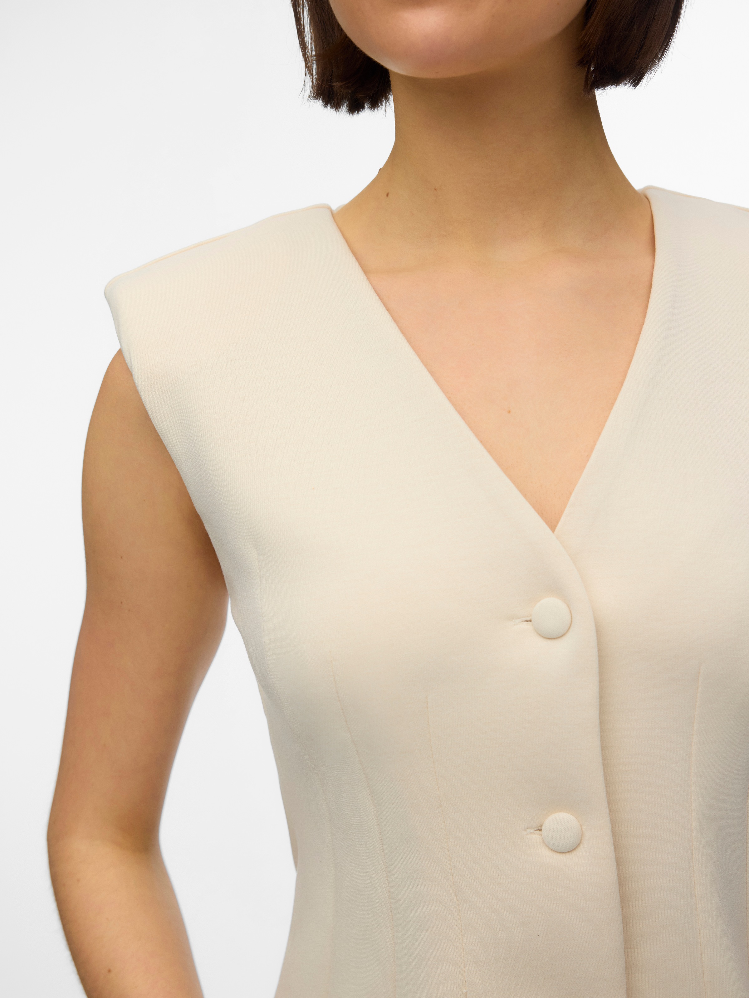 Vero Moda Jerseyweste "VMSCARLET SL FITTED TOP JRS EXP" Materialmix mit Str günstig online kaufen