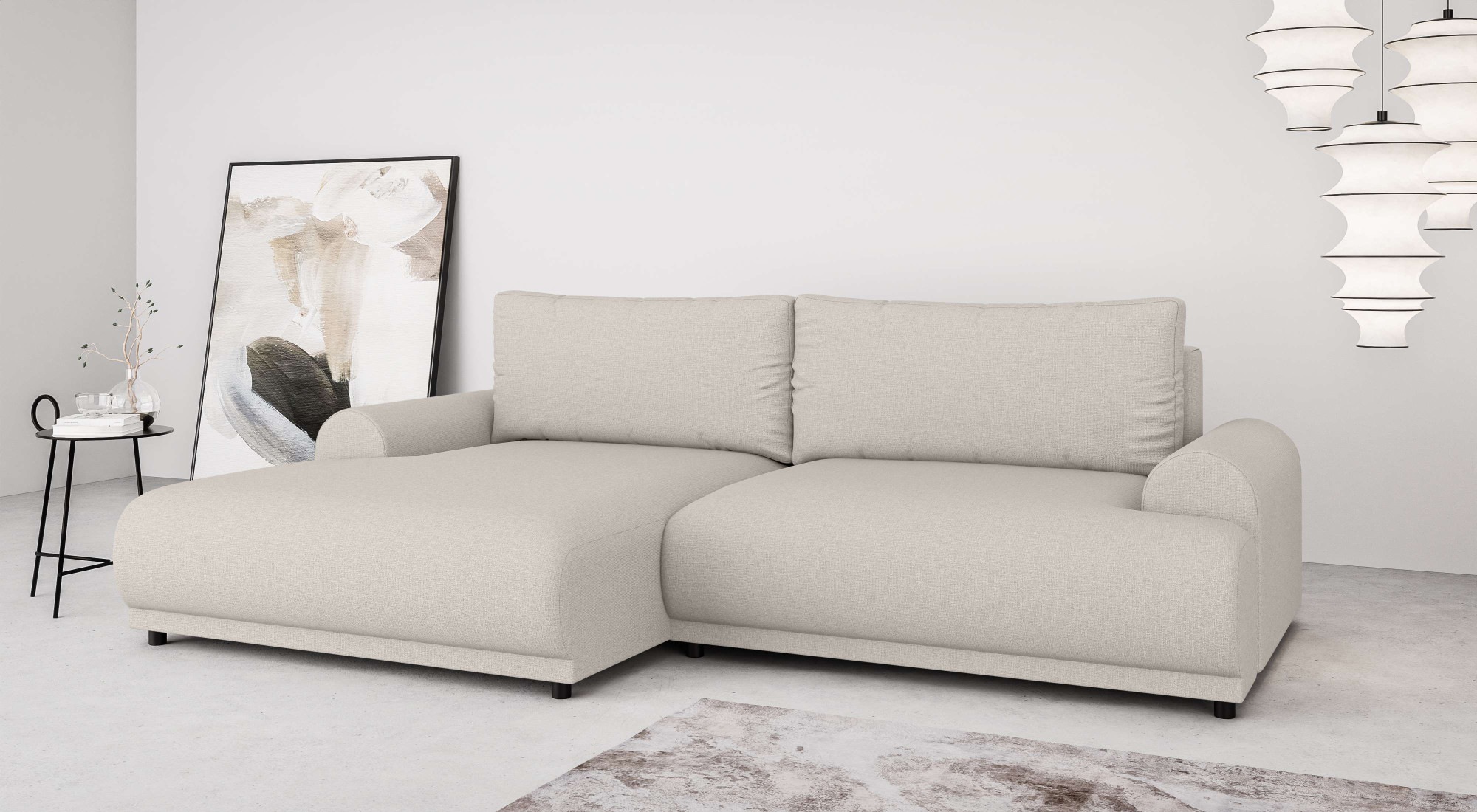 Home affaire Ecksofa "Marsby, mit Bettfunktion und Bettkasten, Maße: B/H/T günstig online kaufen