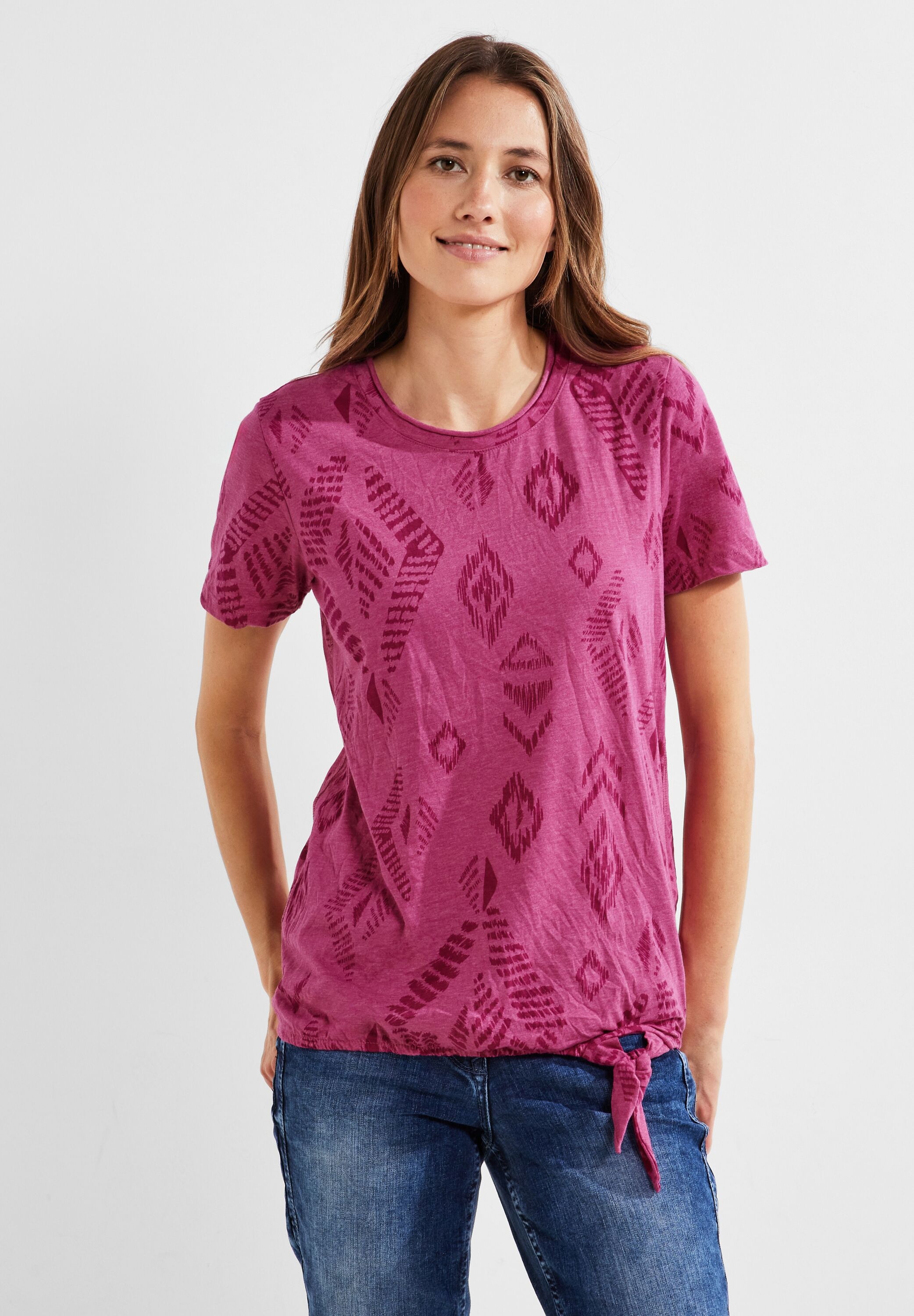 Cecil T-Shirt, für aus | softem Materialmix kaufen BAUR