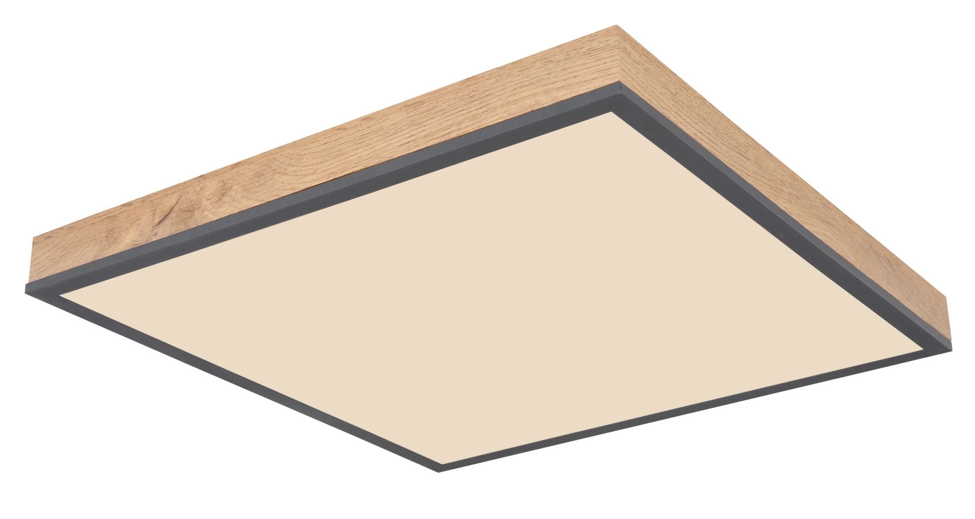 GLOBO LIGHTING LED Deckenleuchte »DORO«, 1 flammig, Leuchtmittel LED-Modul | LED fest integriert, Quadratische Deckenlampe, 3000 Kelvin, Wohnzimmer, Holzoptik, Eiche