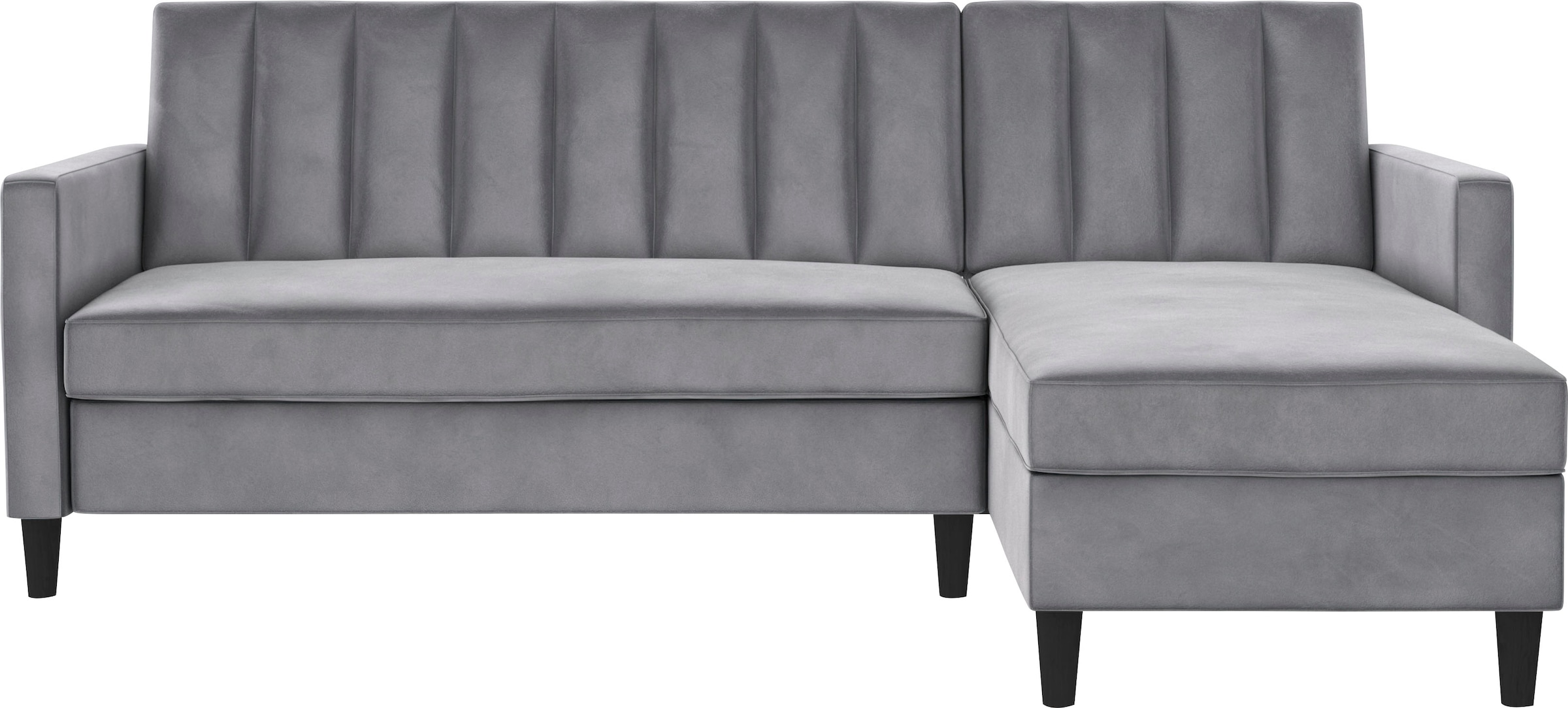 Dorel Home Ecksofa mit Schlafffunktion, Recamiere mit Stauraum beidseitig montierbar, Rückenlehne 2-teilig und 3-fach verstellbar