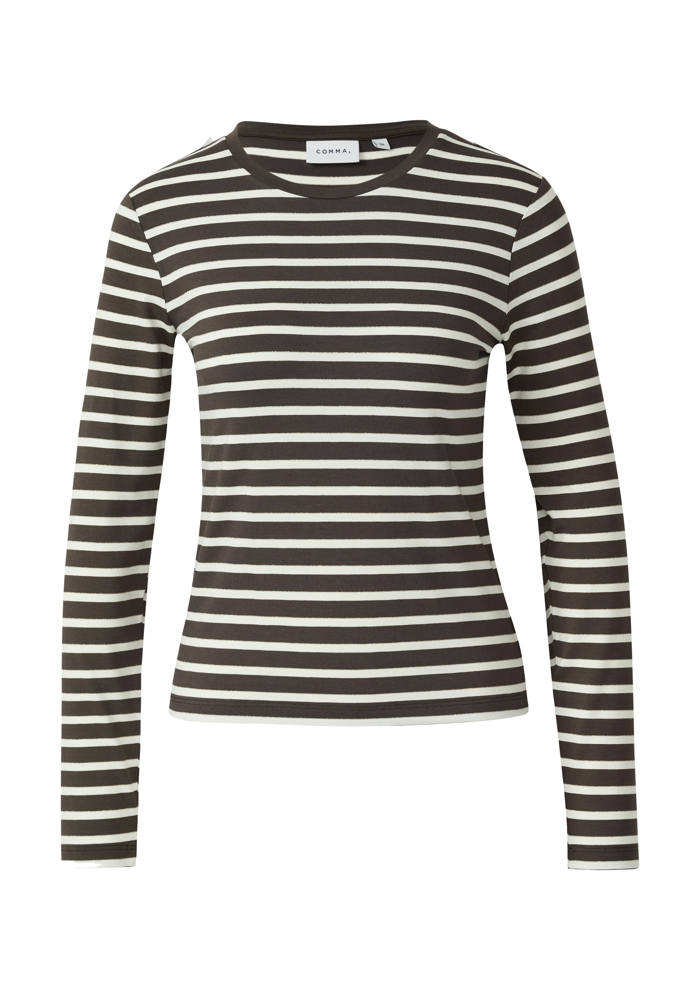 Comma Langarmshirt geringelt, mit Glitzer-Fäden