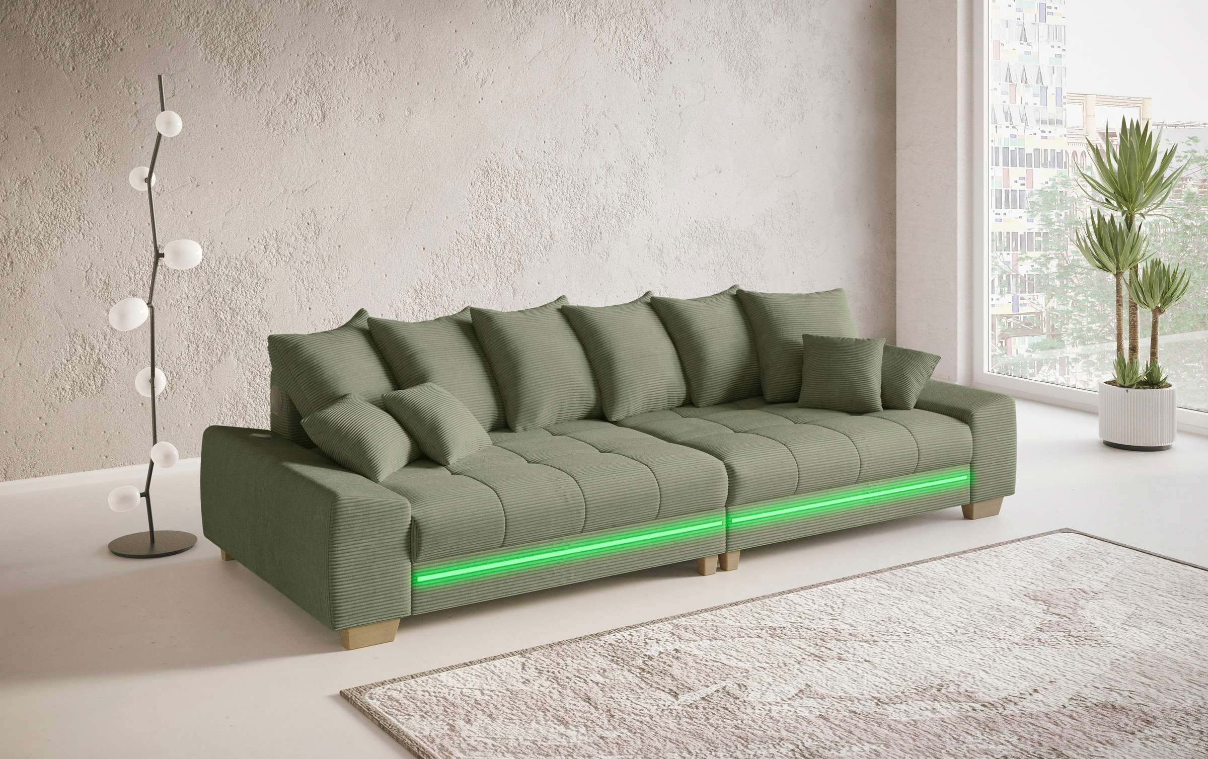 Mr. Couch Big-Sofa »Nikita II«, RGB-LED, Bluetooth-Soundsystem, wahlweise mit Kaltschaum