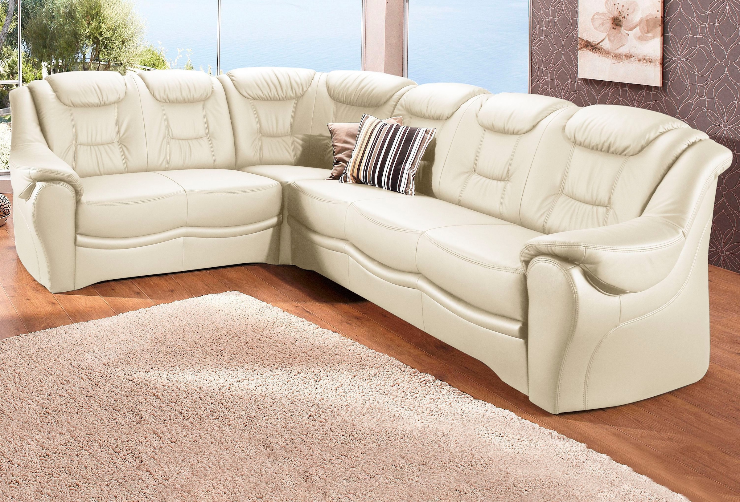 sit&more Ecksofa "Bellevue L-Form, B: 265 cm, Bettfunktion optional, Federkernpolsterung" Komfortable Sitzhöhe 44 cm, Liegefläche 120 x 198 cm bei Bettfunktion