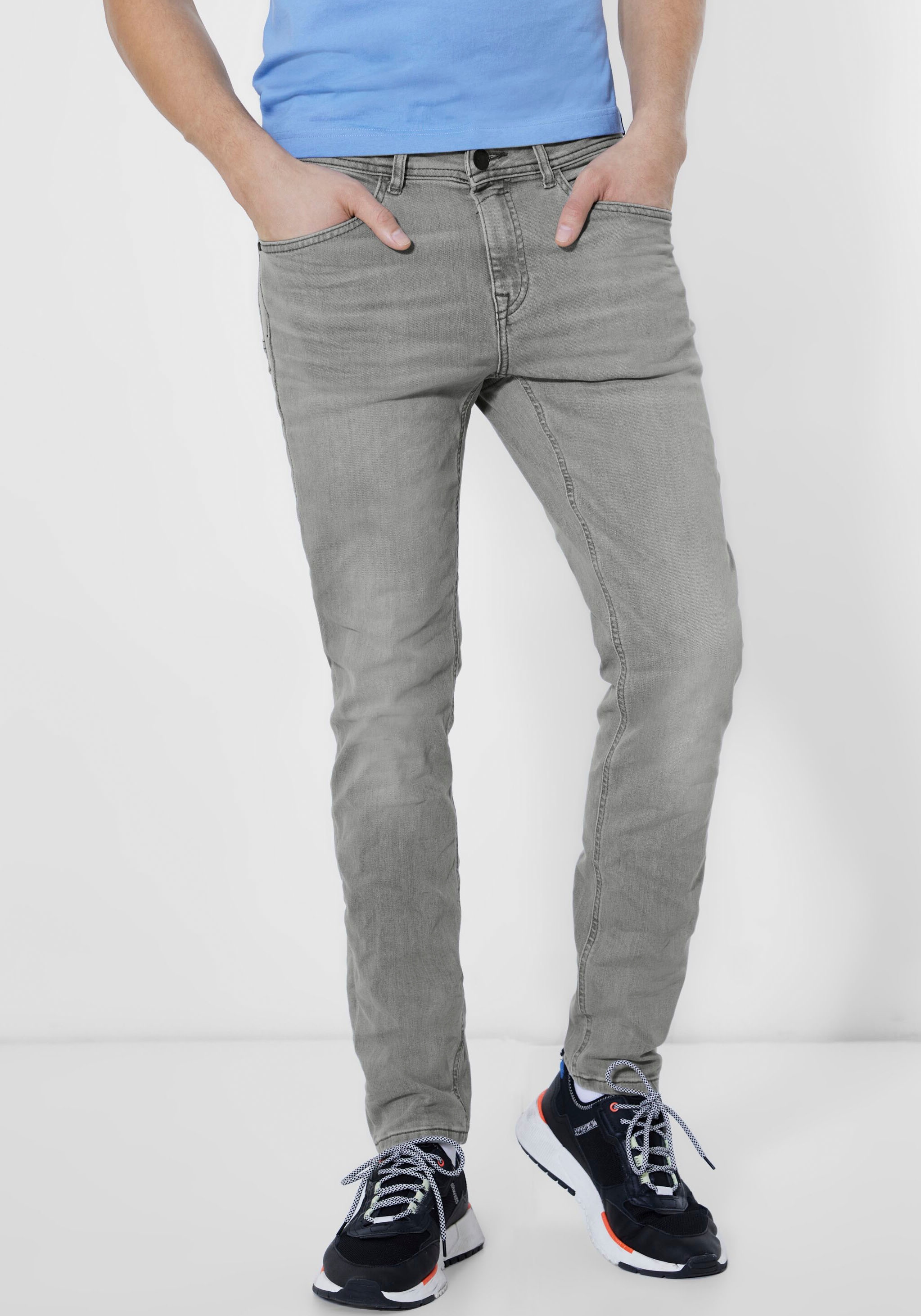 STREET ONE MEN Slim-fit-Jeans, grauer Waschung | BAUR in