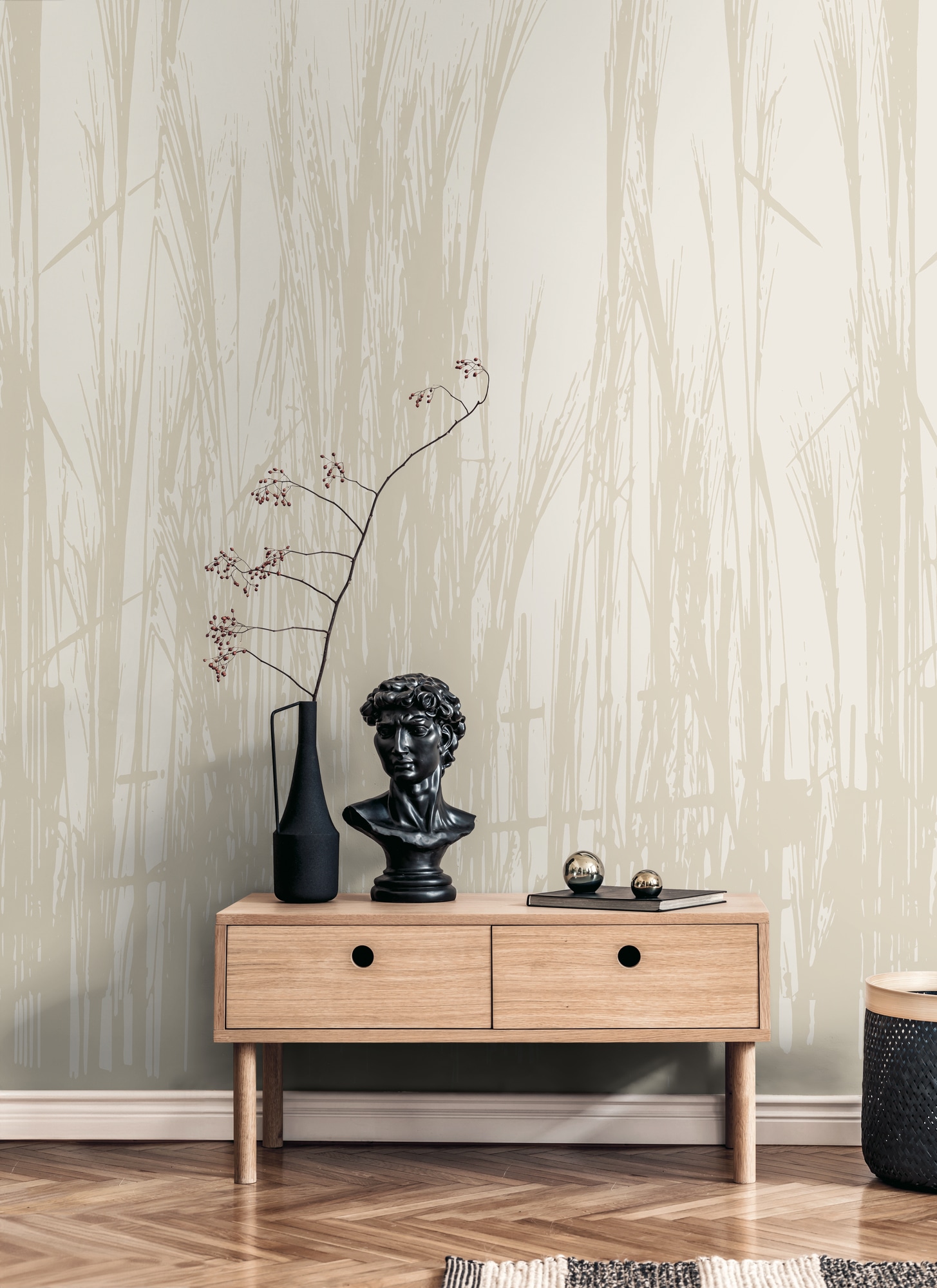 living walls "THE WALL III Gräser Tapete Motivtapete mit Farn Natur" matt glatt Vliestapete floral für Schlafzimmer Küche Wohnzimmer Gräser Design