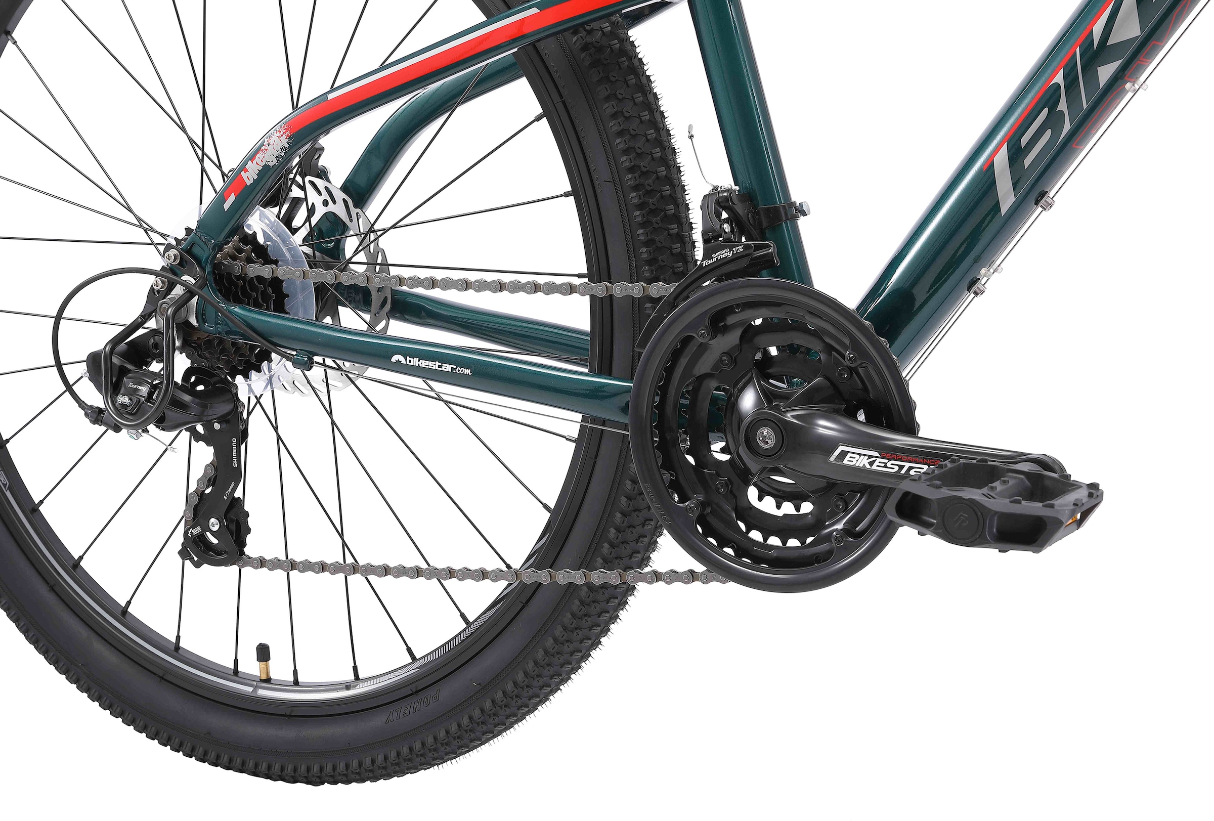 Bikestar Mountainbike, 21 Gang, Shimano, RD-TY300 Schaltwerk, Kettenschaltung, für Damen und Herren, Kettenschaltung