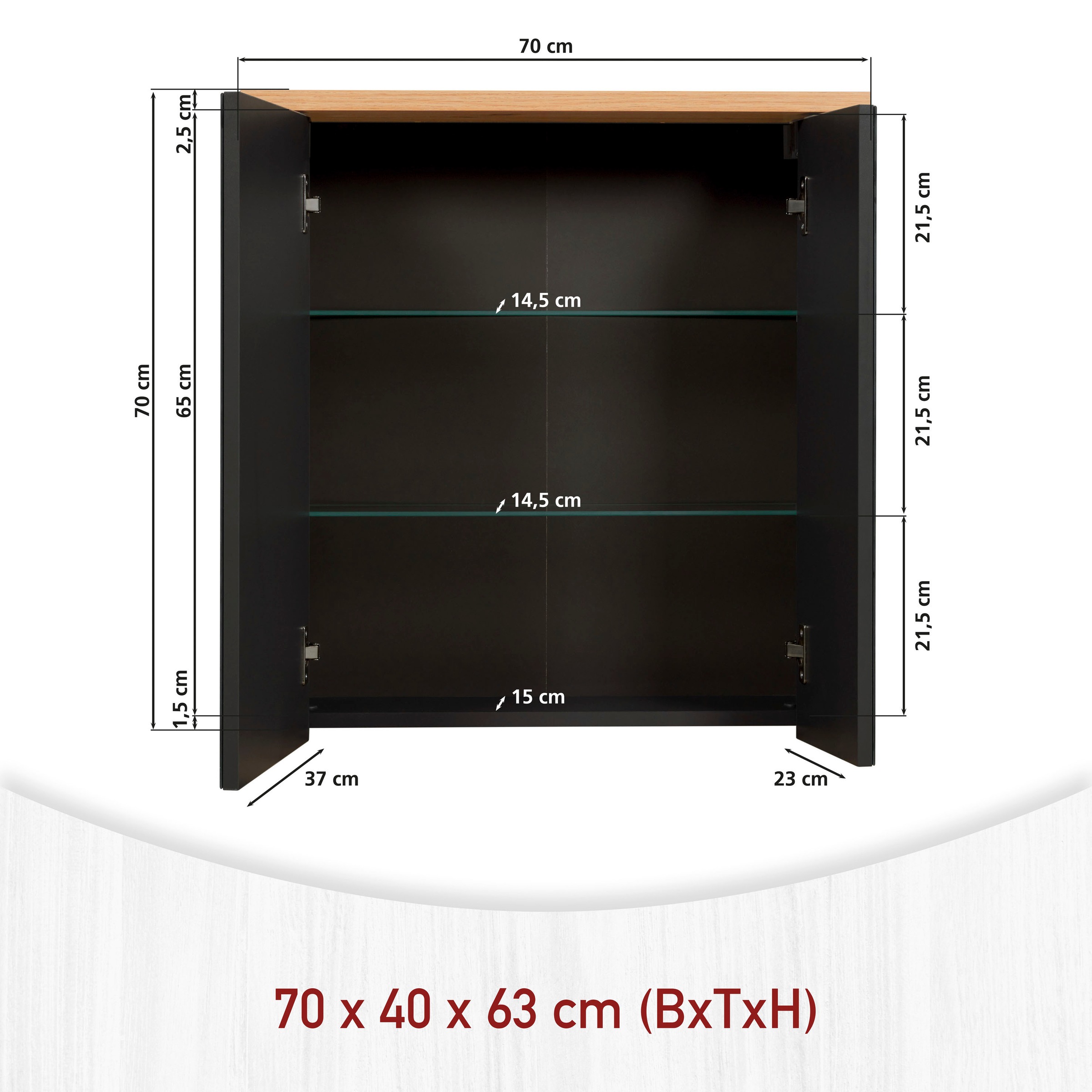 Inter Link Badmöbel-Set »Carbona, 3-tlg. Badmöbel-Set mit Stauraum in Anthrazit/Eiche-Optik« 3 Stk. tlg.