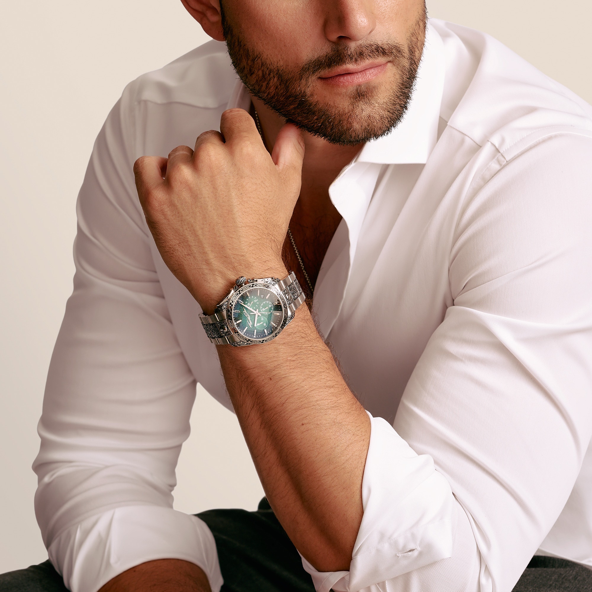 THOMAS SABO Chronograph »Engraved« Quarzuhr, Armbanduhr, Herrenuhr, Edelstahlarmband, analog, Tag