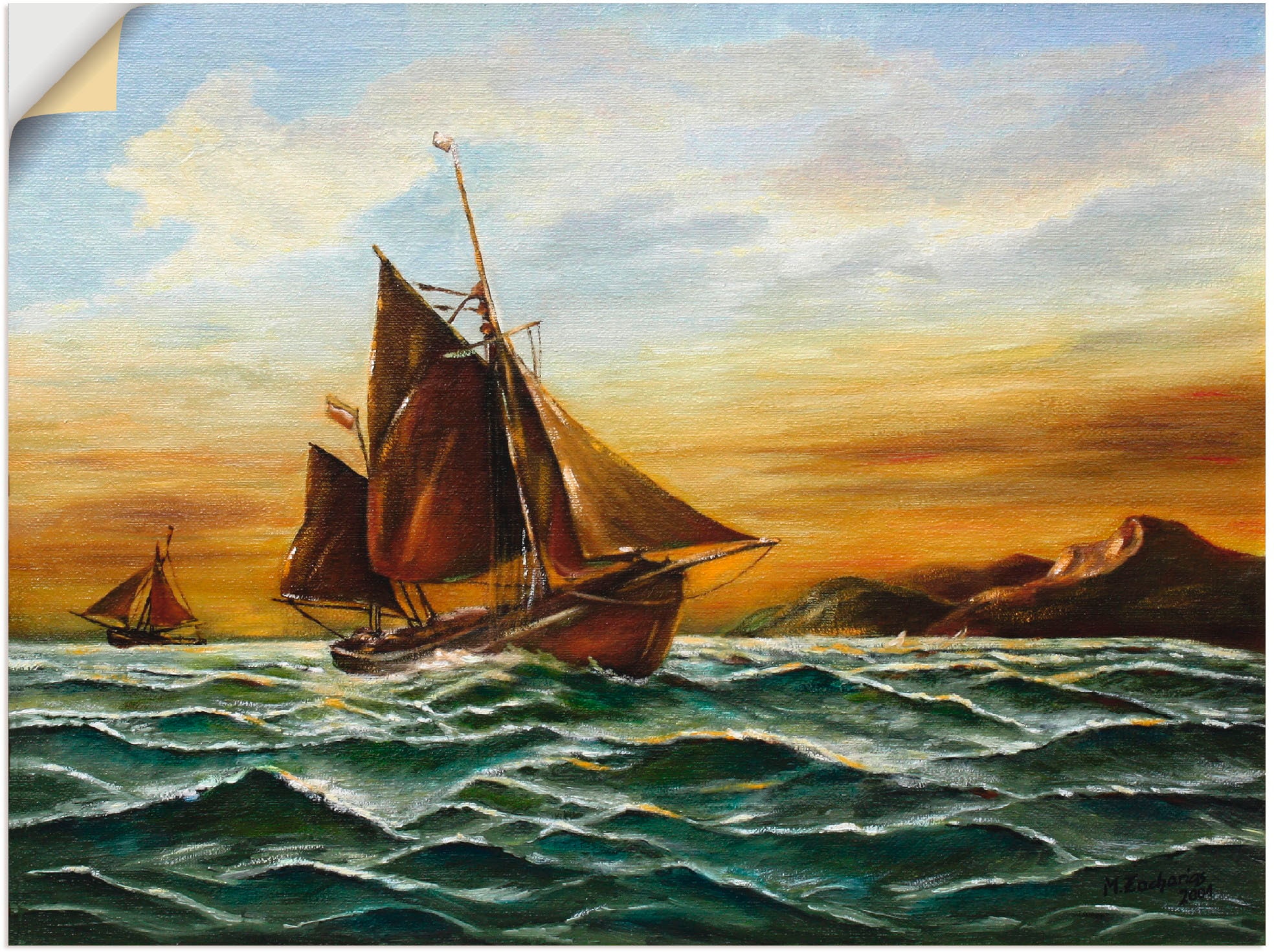 Artland Wandbild »Segelschiff auf See - maritime Malerei«, Boote & Schiffe,  (1 St.), als Alubild, Leinwandbild, Wandaufkleber oder Poster in versch.  Größen bestellen | BAUR