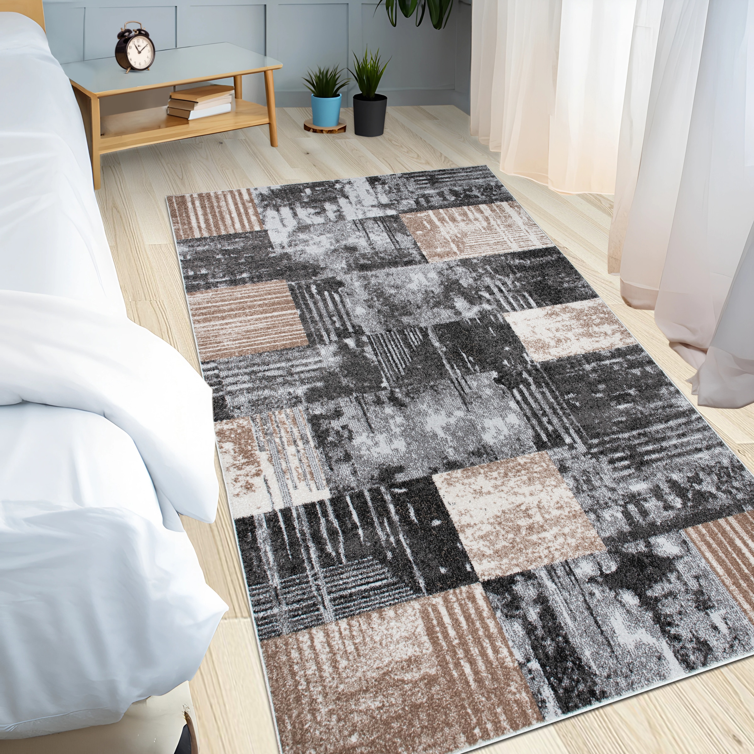 OTTO home Teppich »Lunari, Vintage-Karo Design«, rechteckig, 9 mm Höhe, modern, weiche Haptik, Wohnzimmer, Esszimmer, Schlafzimmer