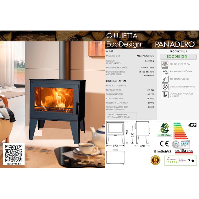 Panadero Kaminofen »Kaminofen Giulietta Ecodesign«, (1 tlg.) online  bestellen | BAUR